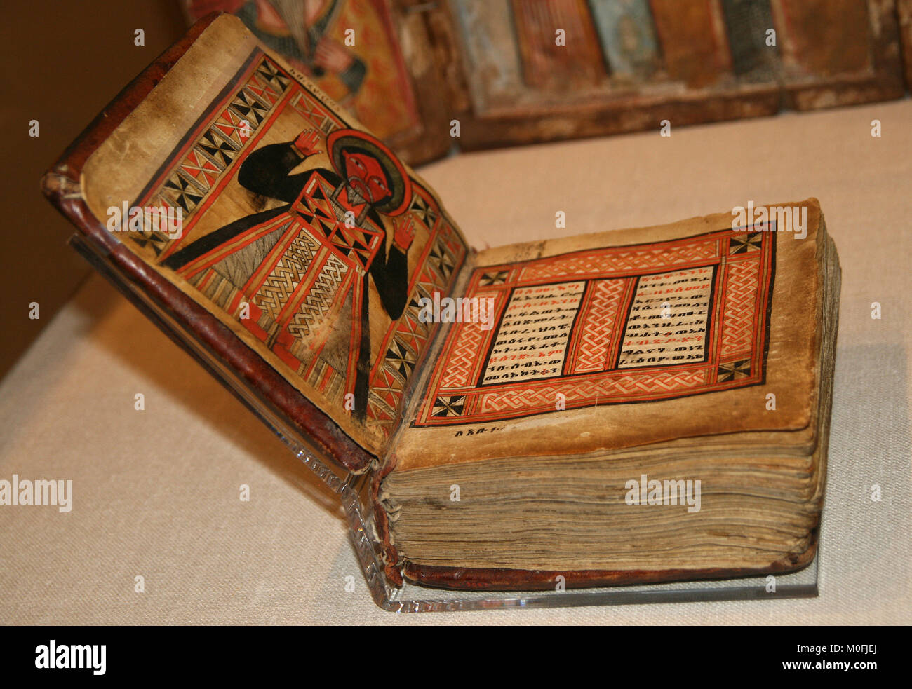 Devotional Malerei in eine beleuchtete Evangelium, Amhara Region, Äthiopien Ende des 14. Anfang des 15. Jahrhunderts. Holz, Pergament und Pigment, das Metropolitan Museum Stockfoto