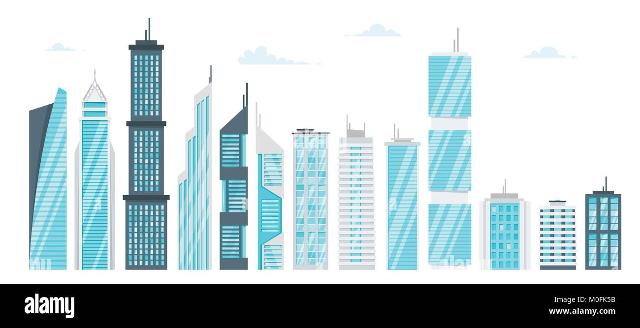 Einstellen der Stadt moderne Wolkenkratzer Stock Vektor