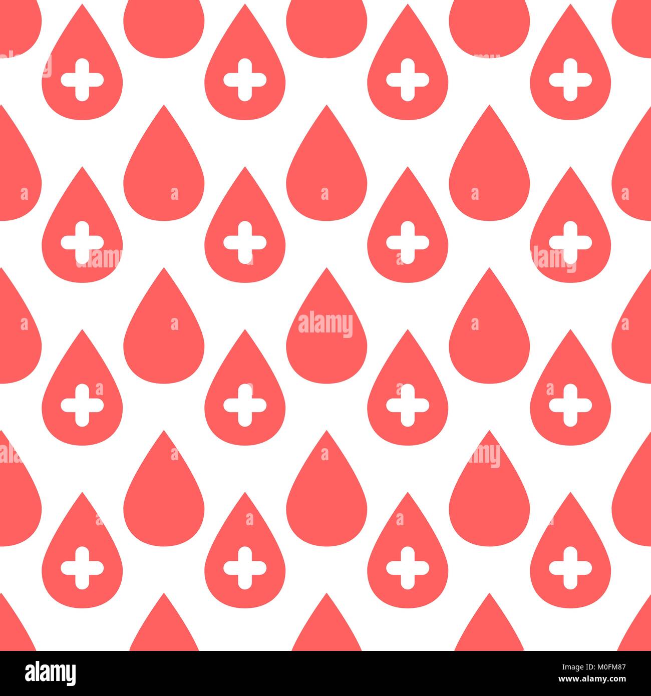 Blutstropfen nahtlose Muster. Vector Illustration der roten Tropfen mit einem weißen Kreuz für Design Stock Vektor