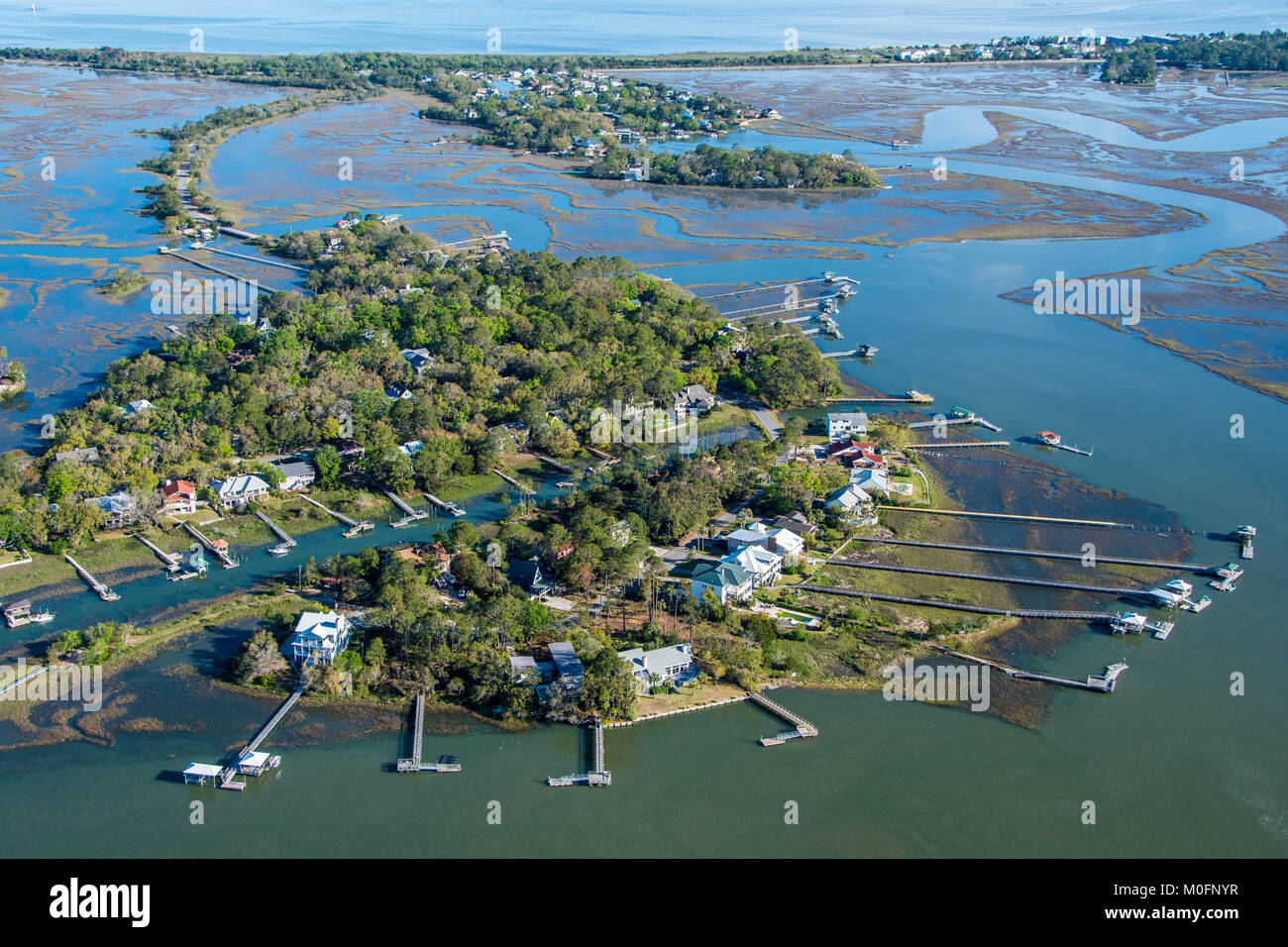 Schönes Haus Entwicklung auf rippenbögen Insel, South Carolina Stockfoto