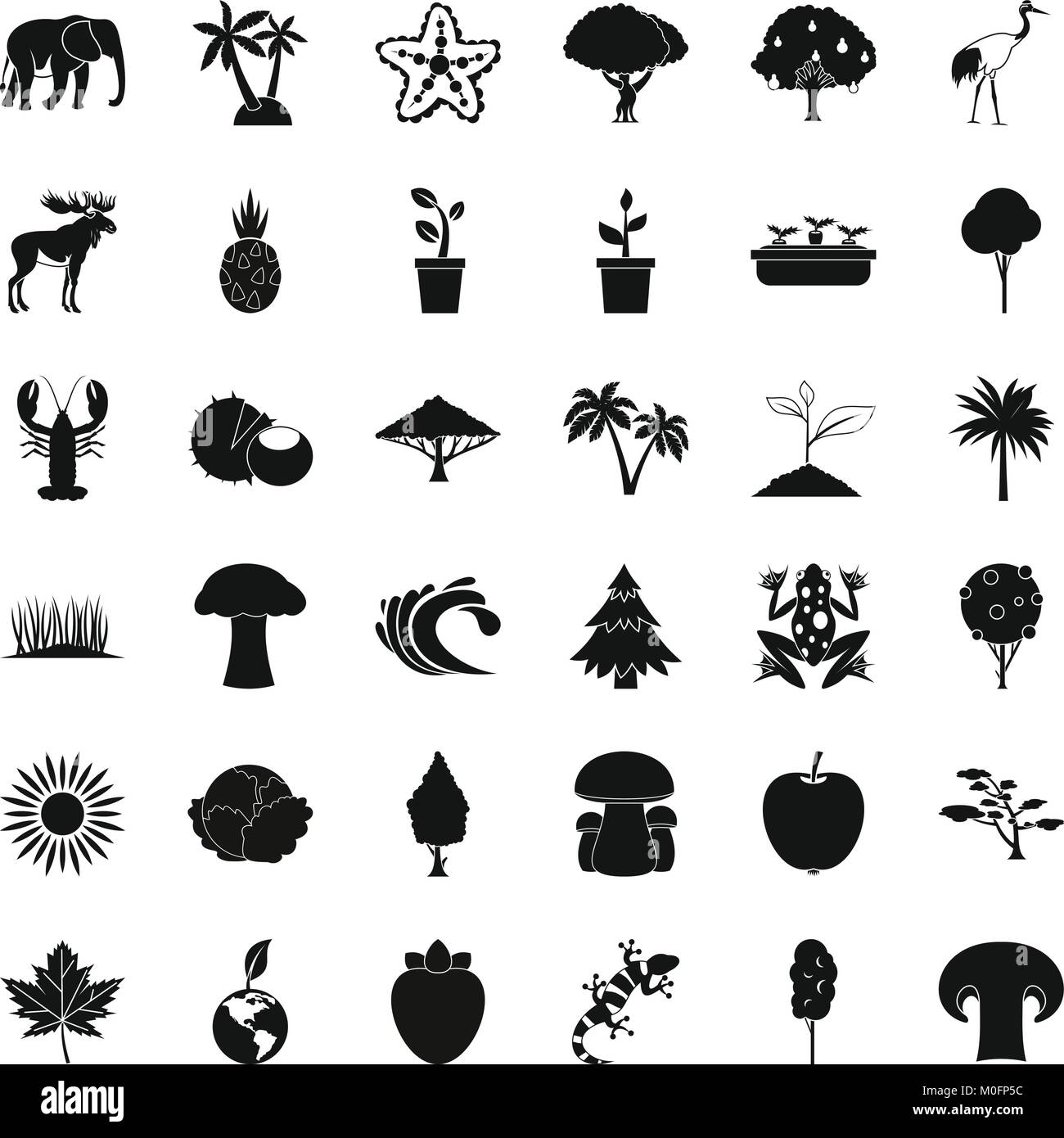 Blume Symbole gesetzt, einfachen Stil Stock Vektor