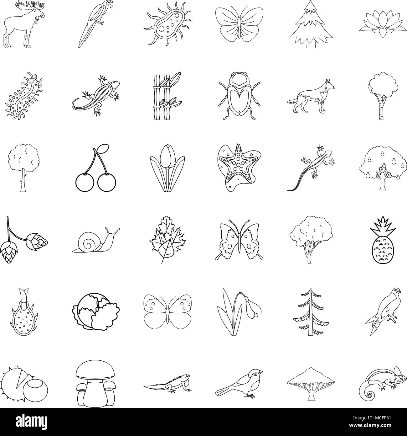 Klima Symbole gesetzt, outline Style Stock Vektor