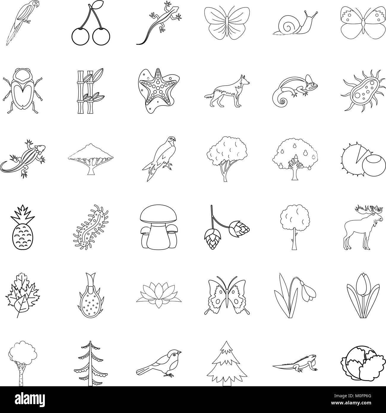 Pflanze Symbole gesetzt, outline Style Stock Vektor