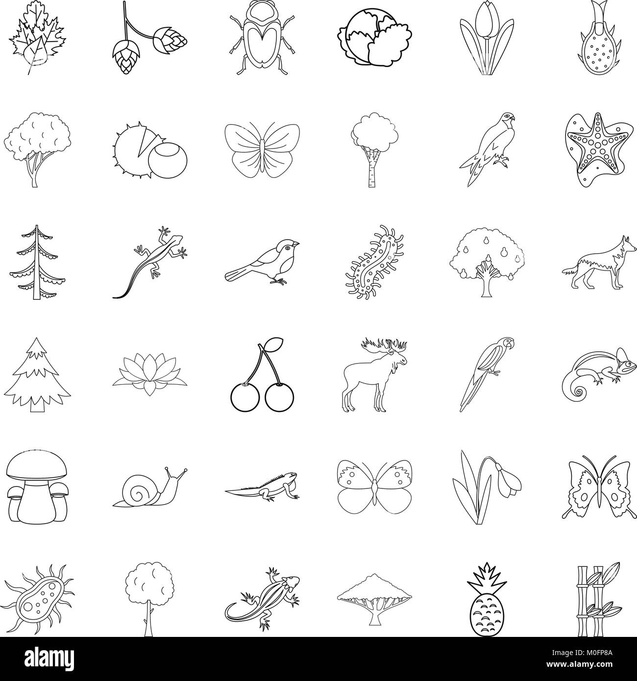 Sommer Symbole gesetzt, outline Style Stock Vektor