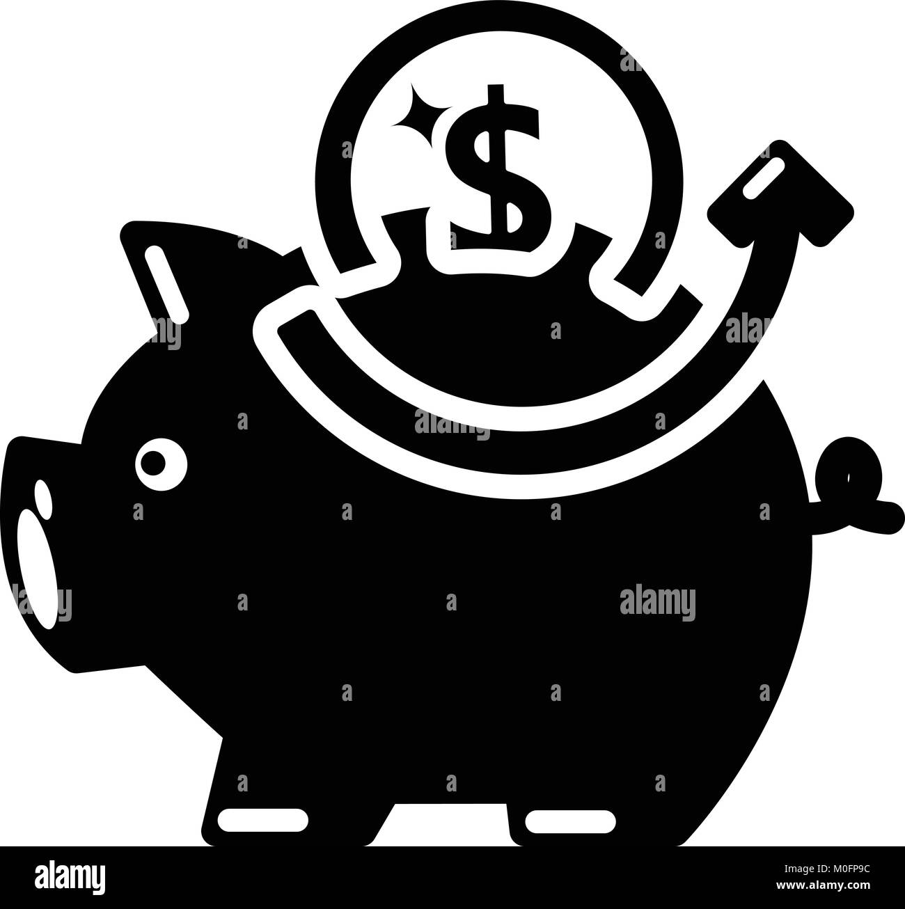Schwein geld Symbol, einfachen schwarzen Stil Stock Vektor
