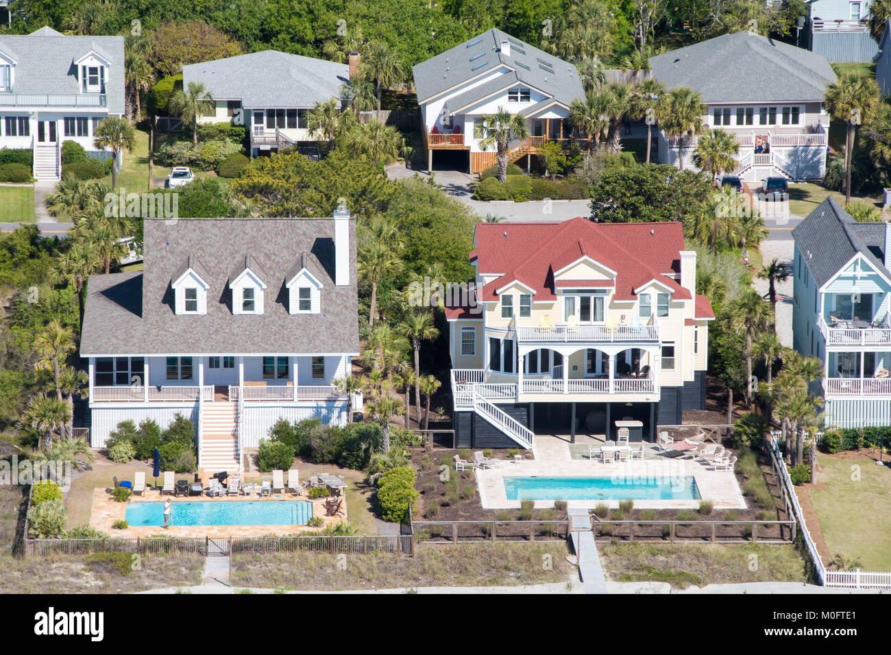 Gemeinschaft der herrlichen Strand Häuser auf Küste South Carolina Stockfoto