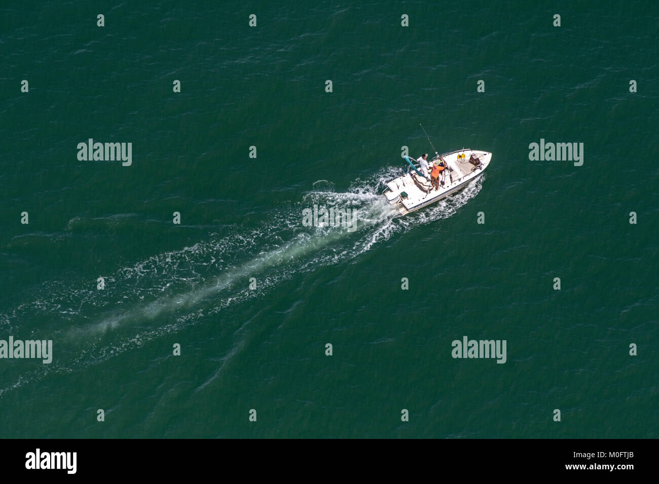 Fischerboot Reißverschluss entlang der Küstengewässer in South Carolina Stockfoto
