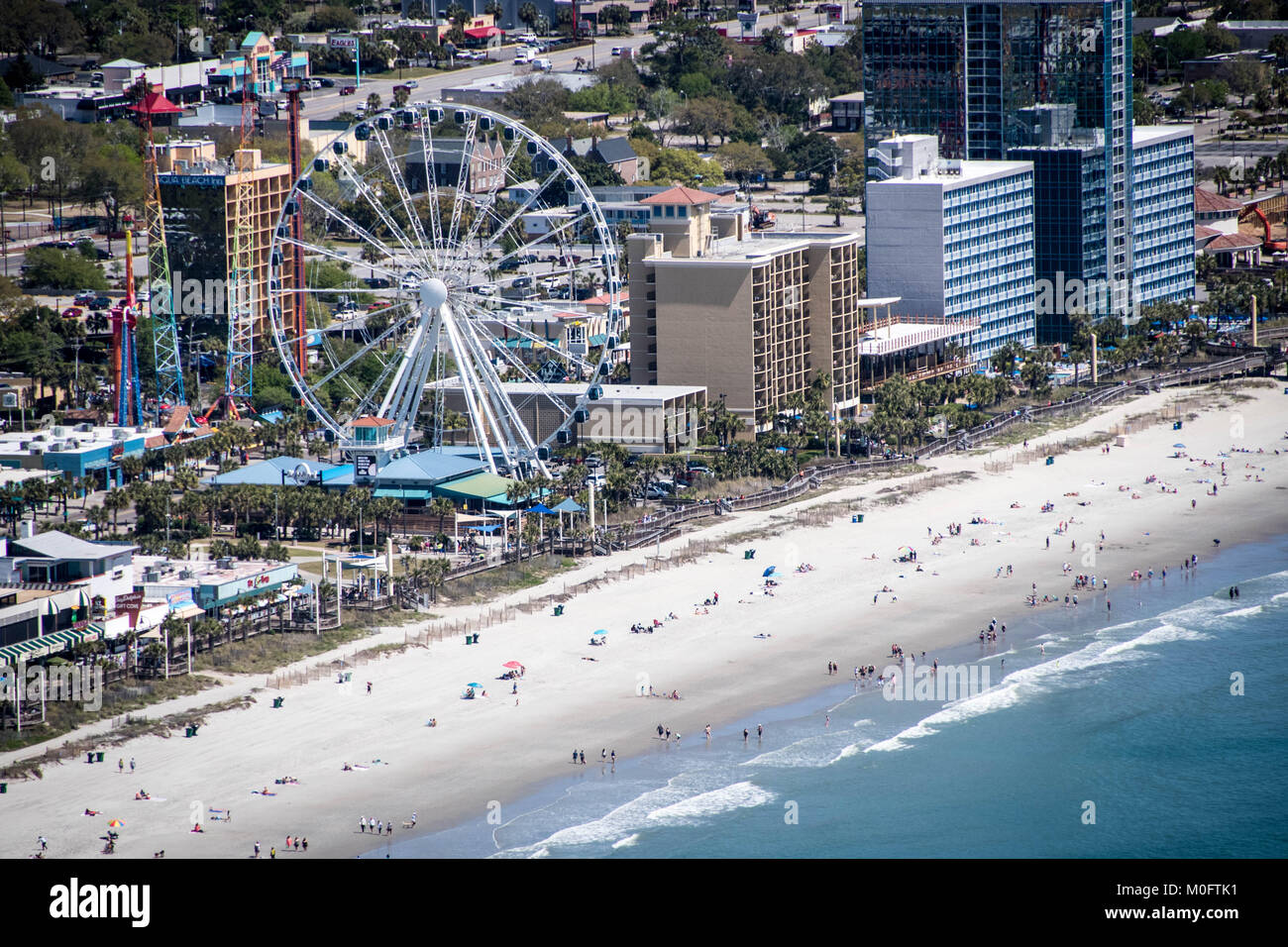 Amusement Park, direkt an der Küstenlinie von Myrtle Beach, South Carolina Stockfoto