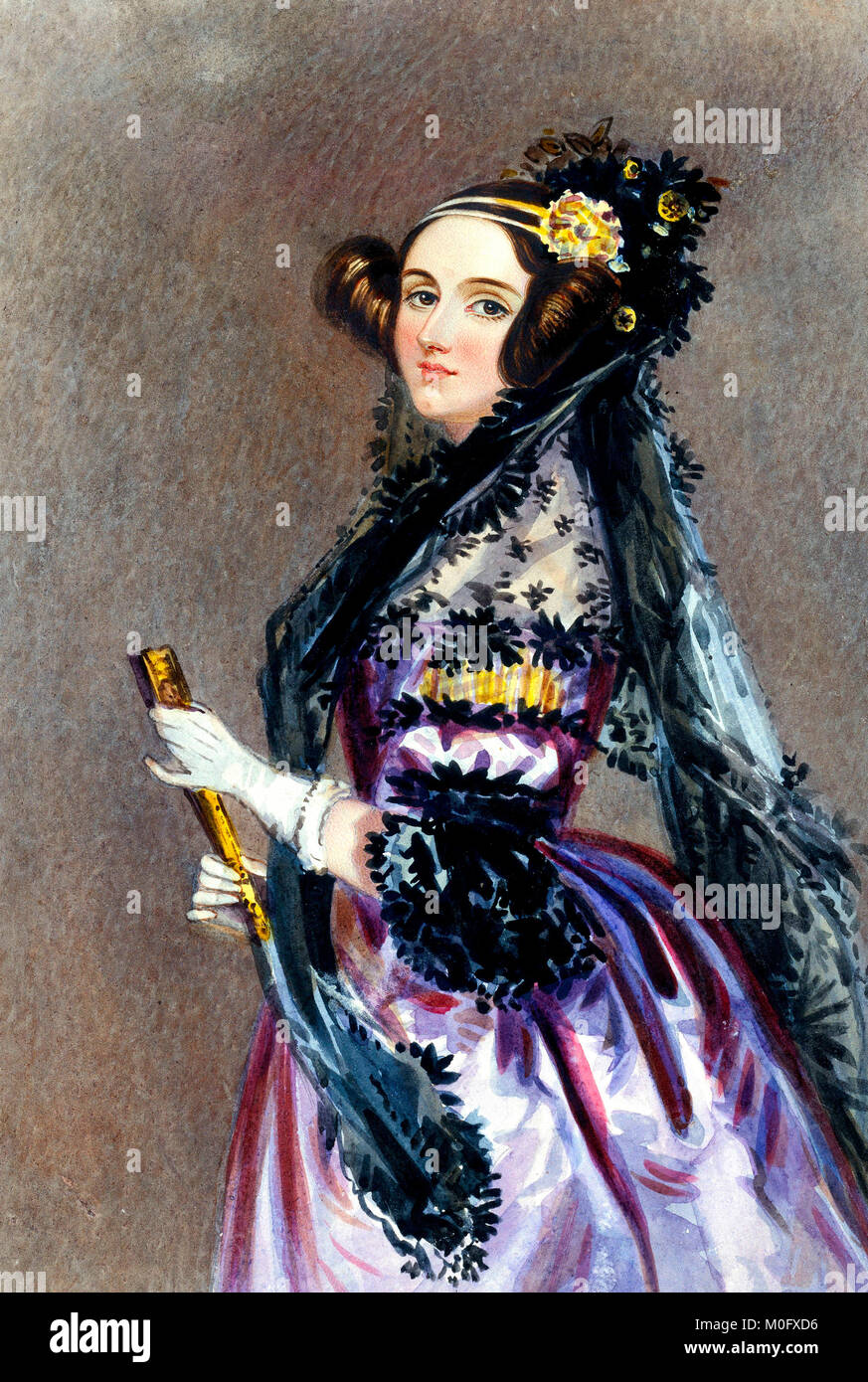 Aquarell Portrait von Ada King, Gräfin von Lovelace (Ada Lovelace) - Alfred Edward Chalon 1840 Stockfoto