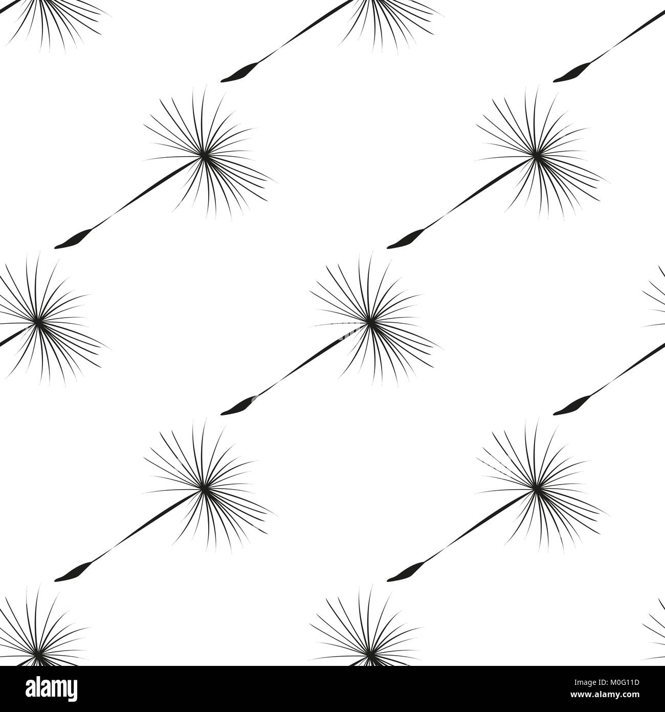 Nahtlose Hintergrund, Löwenzahn Silhouetten Stock Vektor