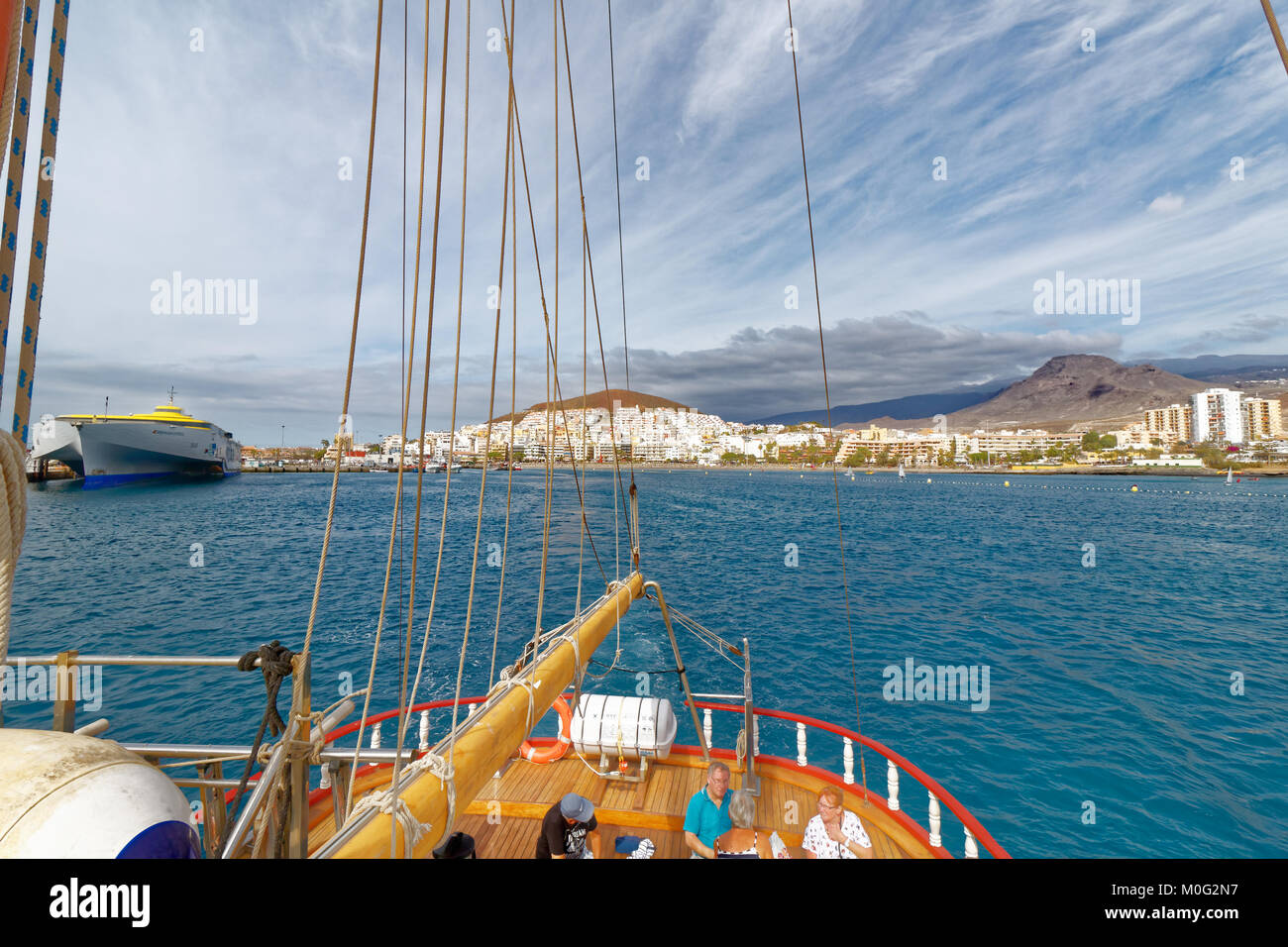 Hafen von Los Cristianos, Teneriffa, Spanien Hafen Bucht von Los Cristianos, Teneriffa, Spanien Stockfoto