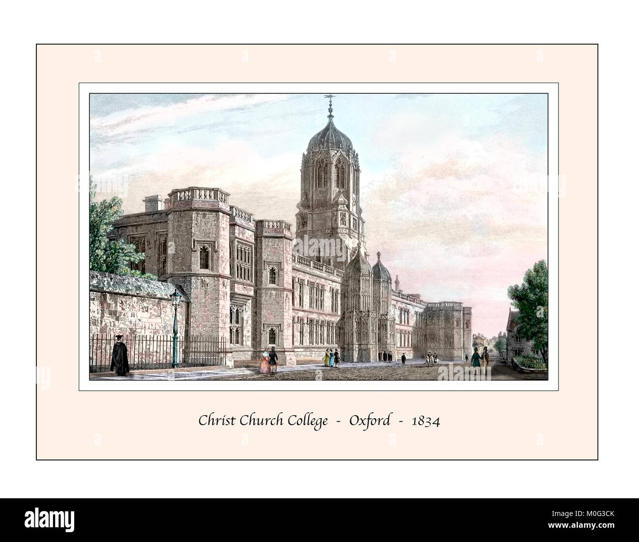 Christ Church College in Oxford Original Design im 19. Jahrhundert Gravur auf der Grundlage Stockfoto