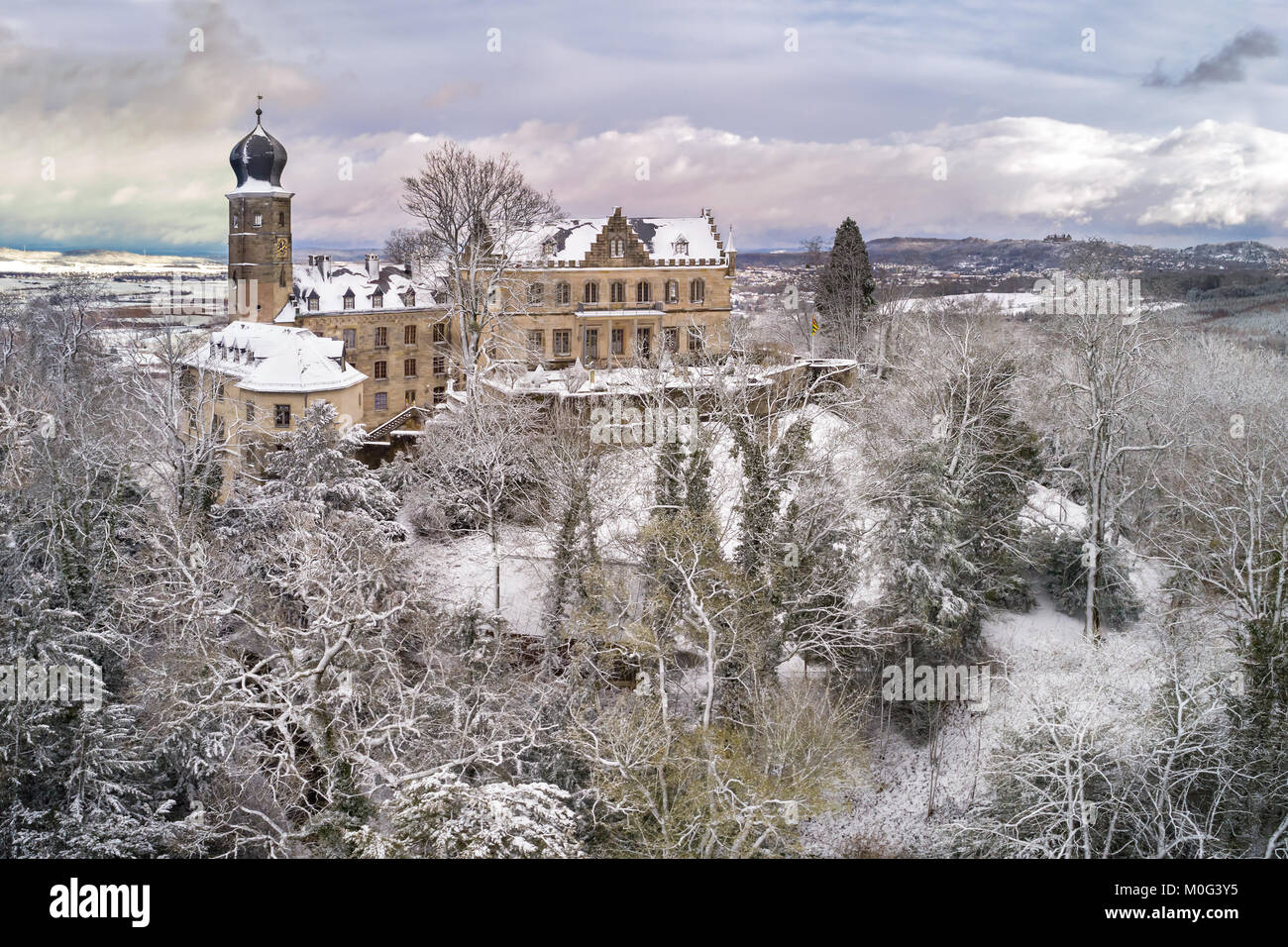 Der Blick auf das Schloss Callenberg in Coburg, Bayern, Deutschland Stockfoto