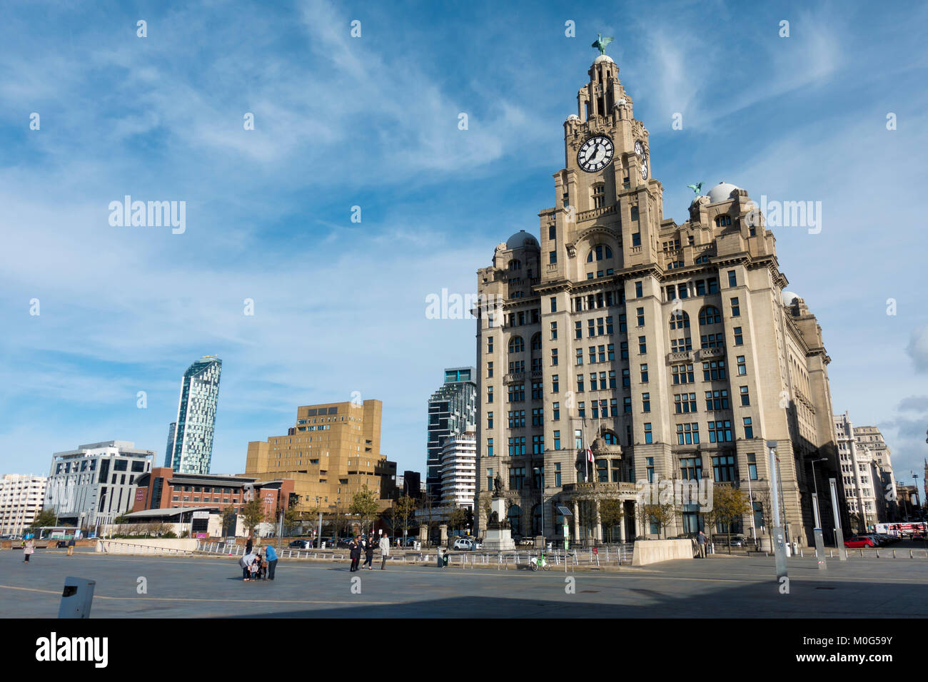 Royal Liver Building auf Liverpool Waterfront Stockfoto