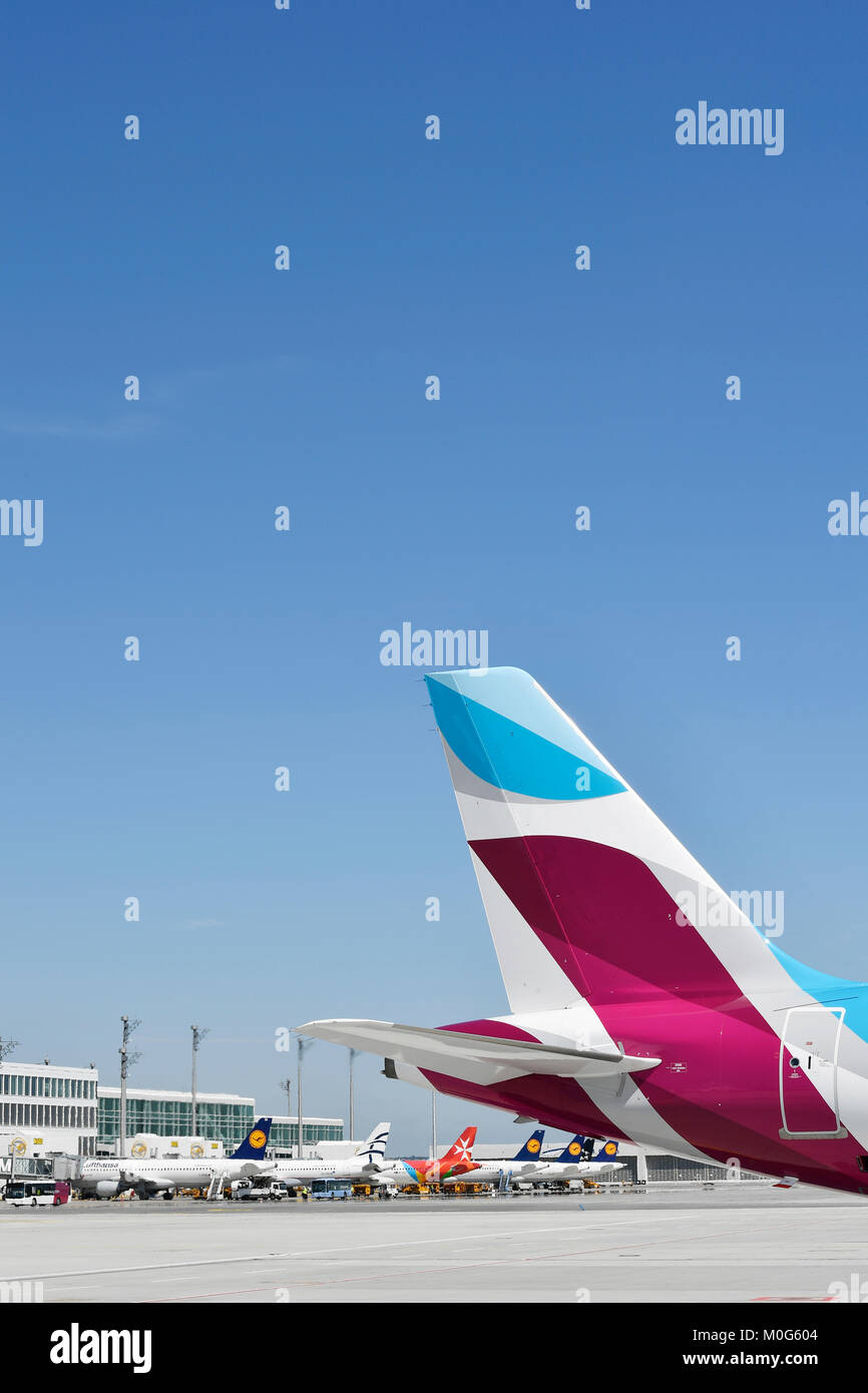Eurowings, Airbus, A320, München Aktion, Verkehr, Flugplatz, Flughafen Stockfoto