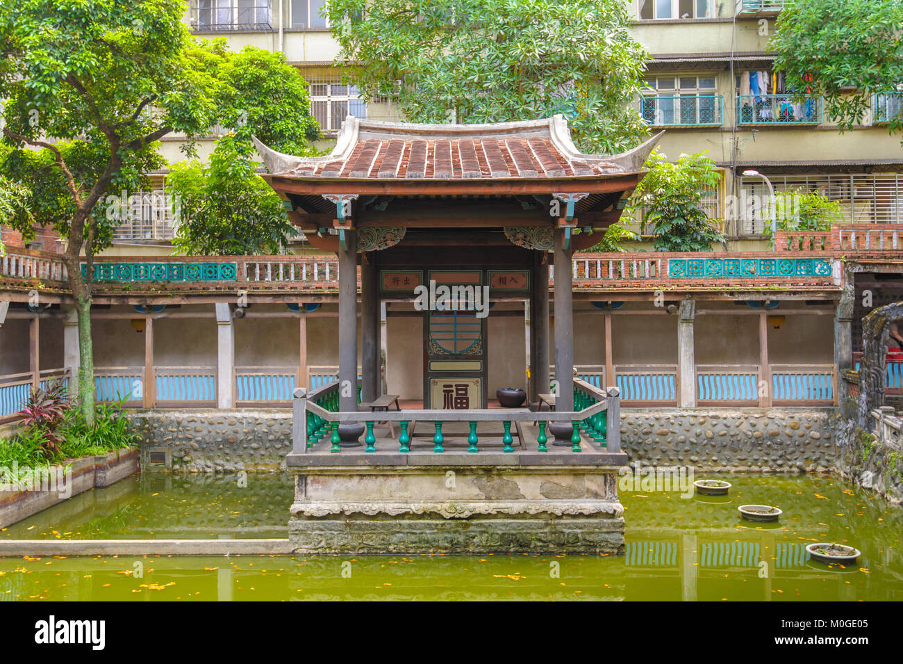 Traditionelles Haus in Lin Family Garden in Taipei Stockfoto