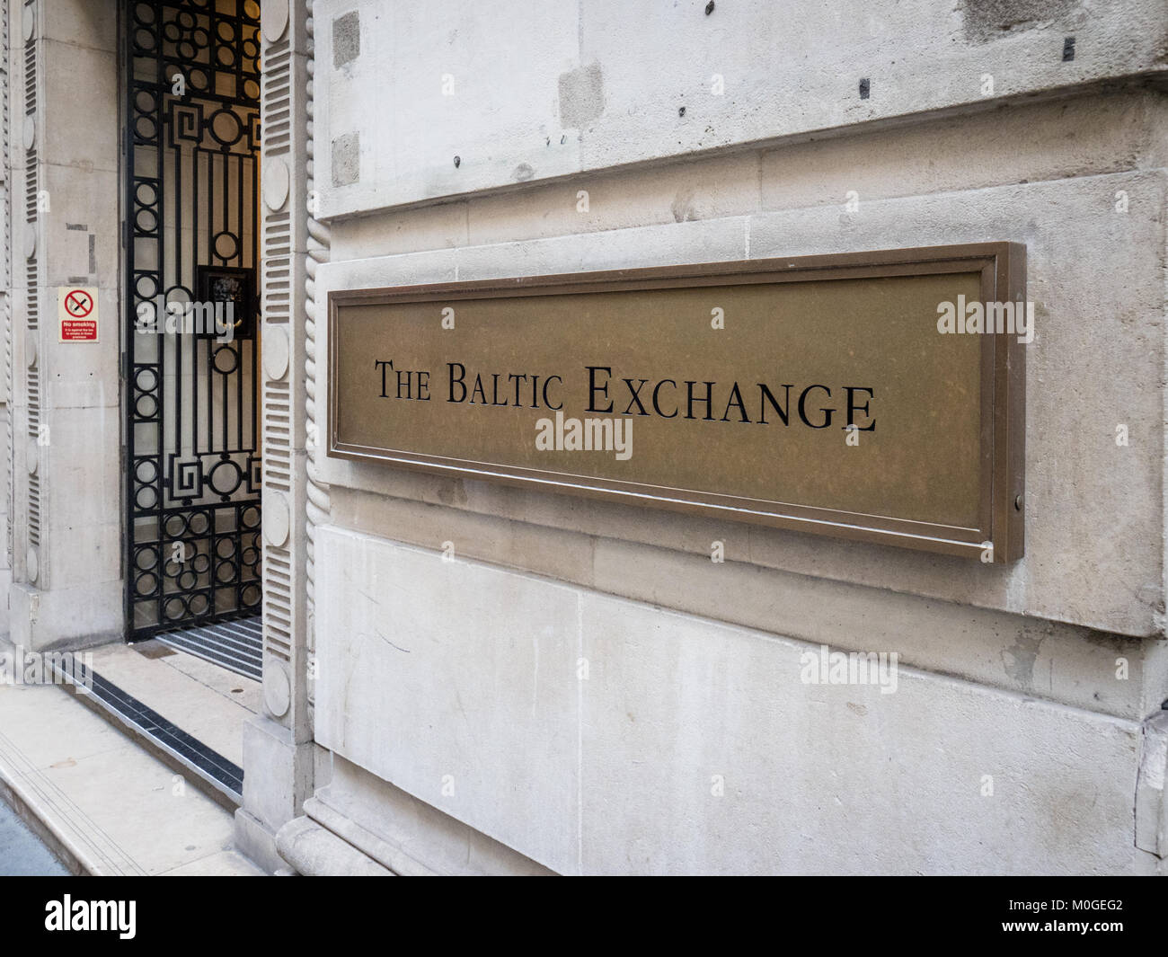 Baltic Exchange London - eine Schifffahrt Mitgliedschaft Organisation und Schienengüterverkehr Informationen Anbieter, im Jahre 1744 gegründet. Stockfoto