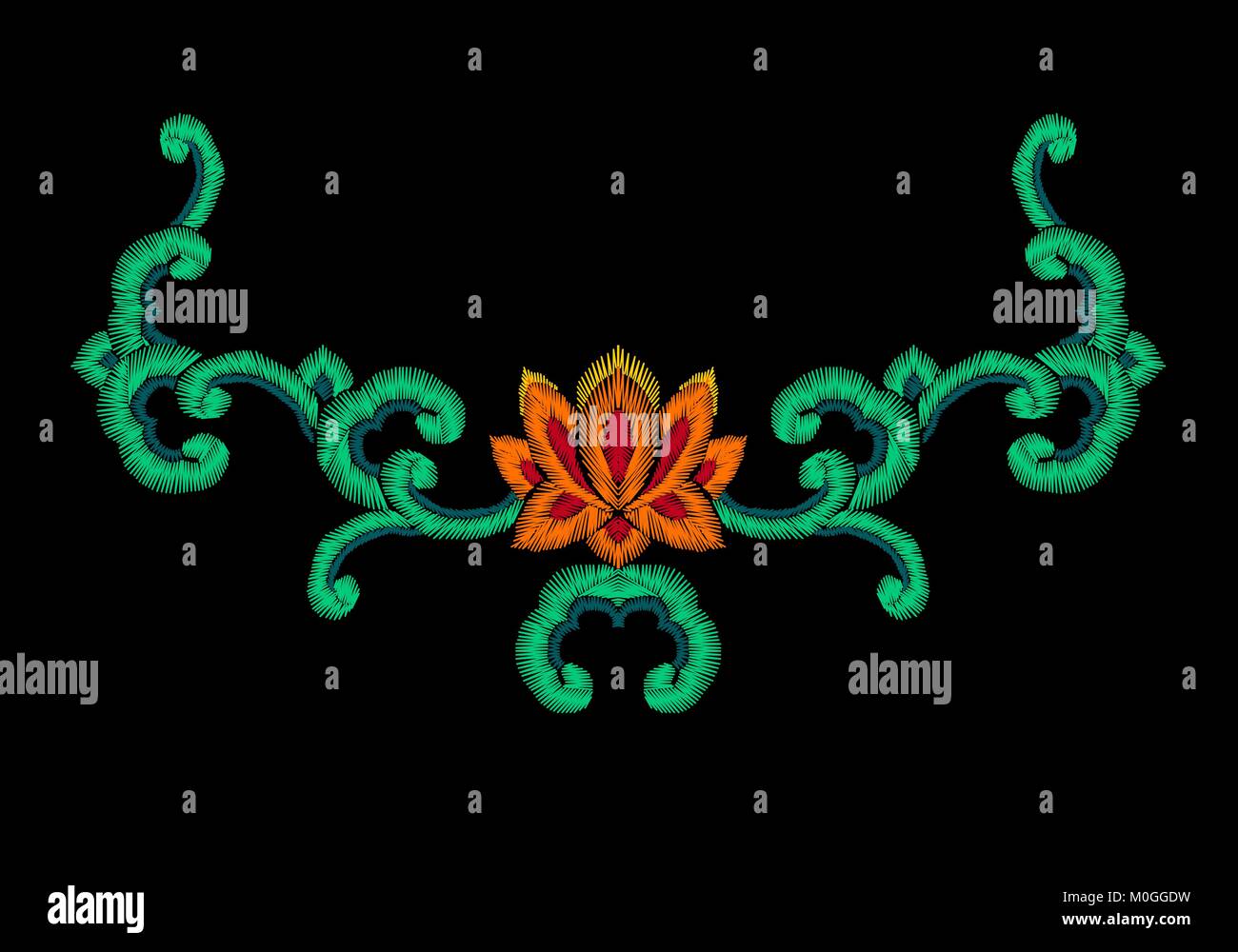 Nationale Koreanische orientalischer Stickerei imitation Ornament. Lotus flower Jade curl Dekoration Mode Design vorlage. Ethnische asiatischen Vector Illustration Stock Vektor
