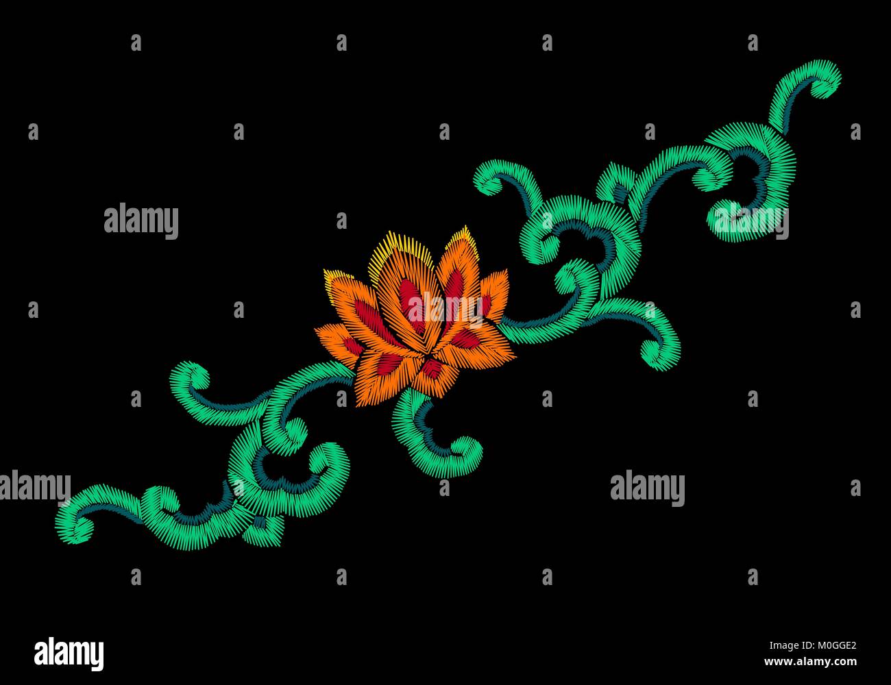 Nationale Koreanische orientalischer Stickerei imitation Ornament. Lotus flower Jade curl Dekoration Mode Design vorlage. Ethnische asiatischen Vector Illustration Stock Vektor
