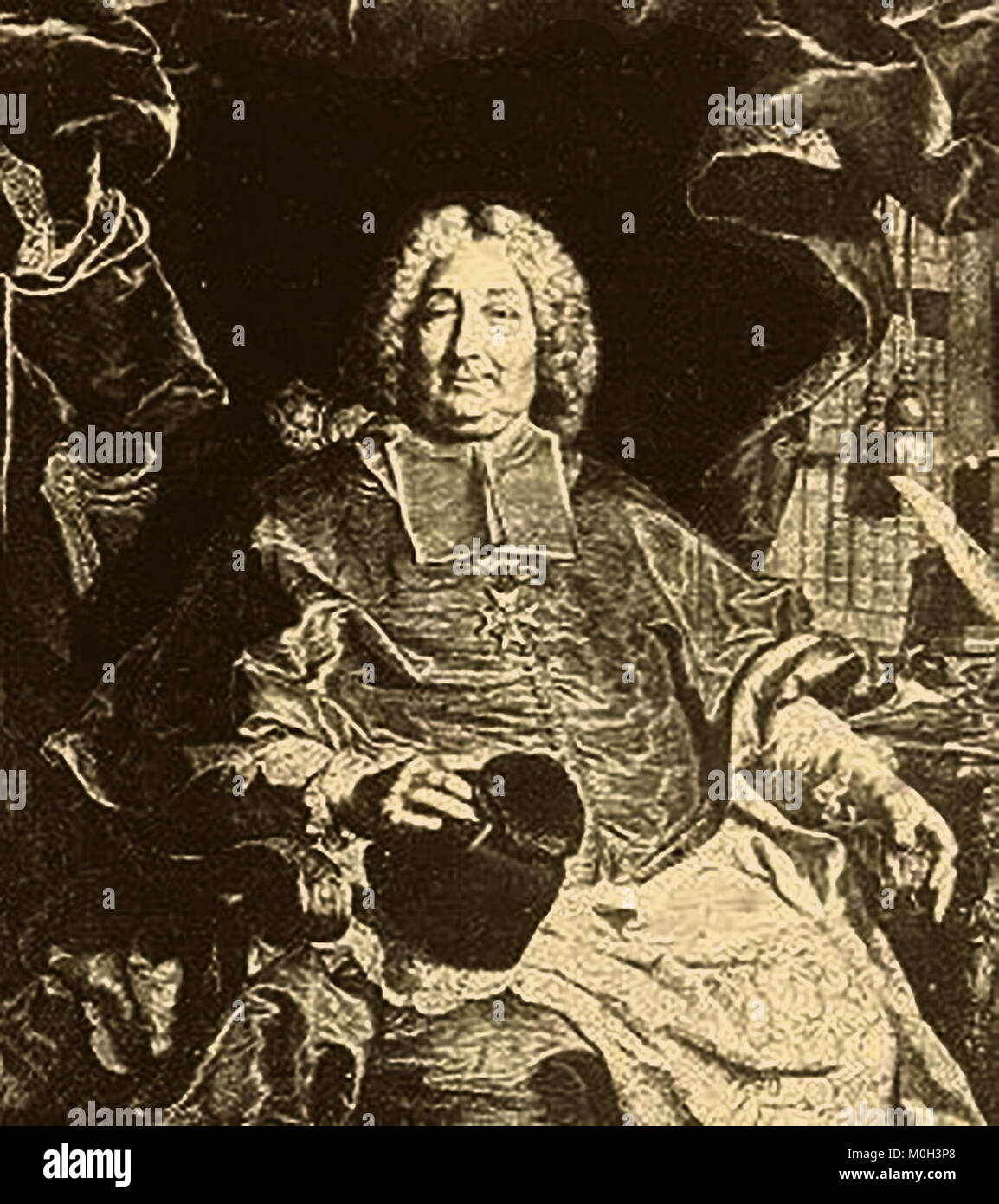 Ein Porträt von Charles Gaspard Guillaume de Vintimille du Luc (1655 - 1746) das Tragen von Abzeichen des Ordens der Saint-Esprit (Orden der Ritter des Heiligen Geist oder der Heilige Geist, während der Französischen Revolution abgeschafft). Bischof von Marseille von 1692 bis 1708 Erzbischof von Aix 1708 bis 1729; und Erzbischof von Paris 1729 bis 1746. Stockfoto