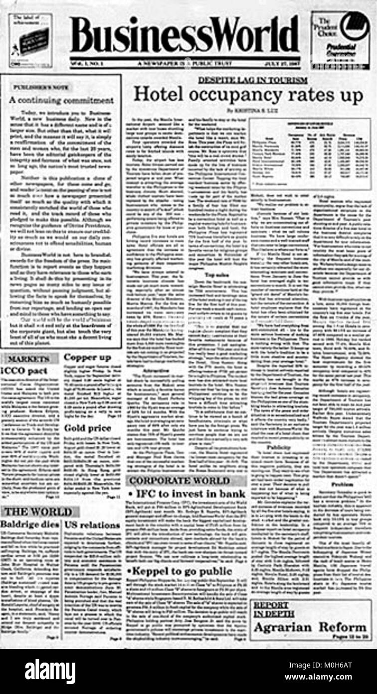 BusinessWorld Frontpage (1987) Stockfoto