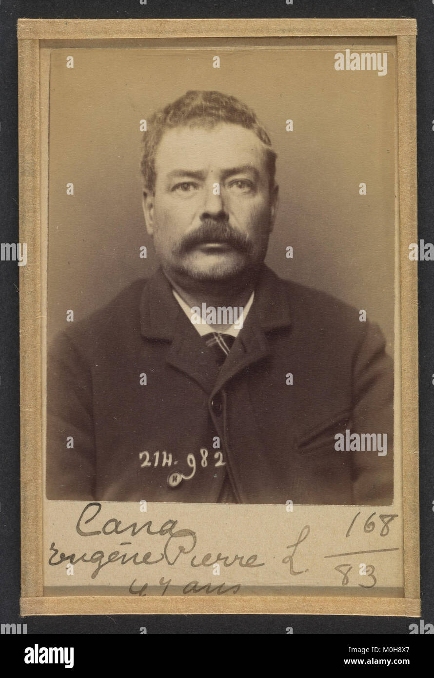 Pierre Eugène Cana, ein 47-jähriger Bronzemacher und Anarchist aus Paris, Frankreich, schrieb für seine Beteiligung an französischen anarchistischen Bewegungen und Arbeiteraktivismus des späten 19. Jahrhunderts. Stockfoto