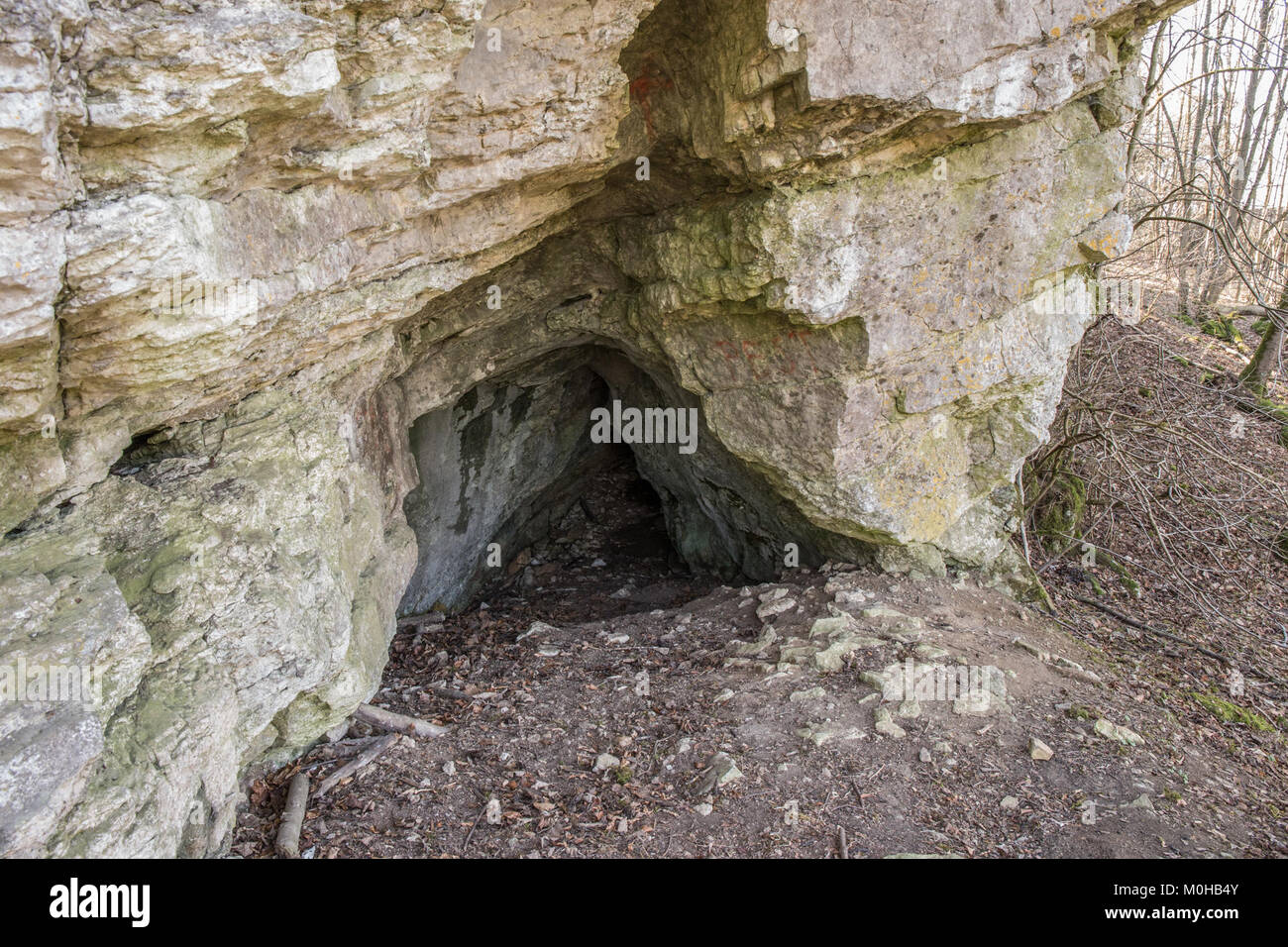 Burgstall großes Haus in Deutschland ist eine archäologische Stätte mit Überresten einer mittelalterlichen Festung, die Einblicke in feudale Verteidigungsbauten und Siedlungsgeschichte bietet. Stockfoto