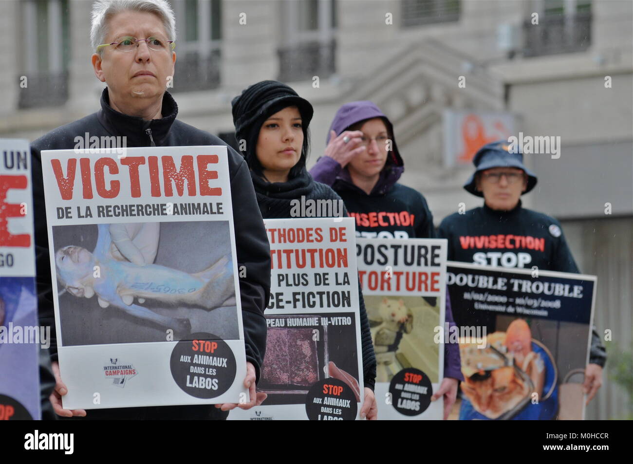 Welt Tier Tag: Tiere, die Verteidiger der Menschenrechte Protest in Lyon, Frankreich Stockfoto