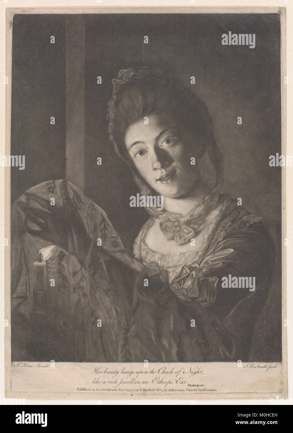 Ein Porträt von Miss Lydia Hone, inspiriert von einer poetischen Linie, die auf Schönheit im Vergleich zu einem Juwel gegen Dunkelheit verweist, katalogisiert als MET DP858682. Stockfoto