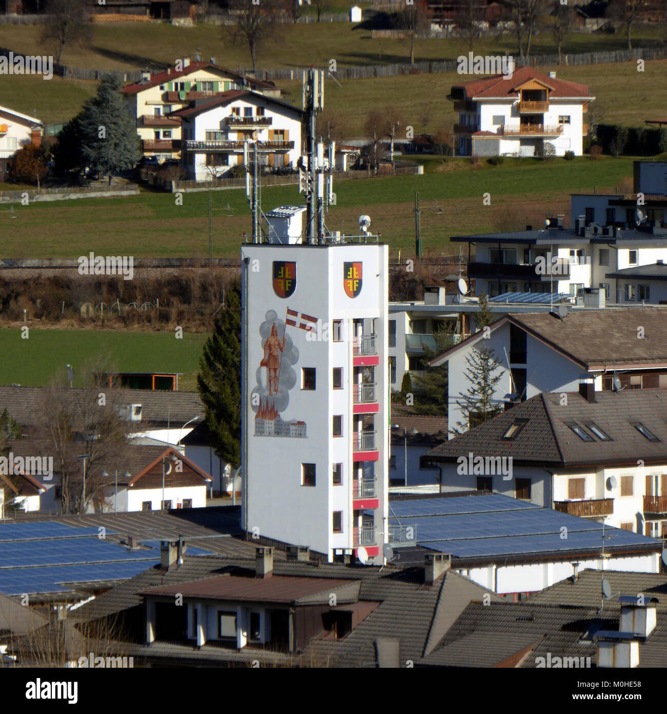 Bruneck, Feuerwache von Südwesten, 1 Stockfoto