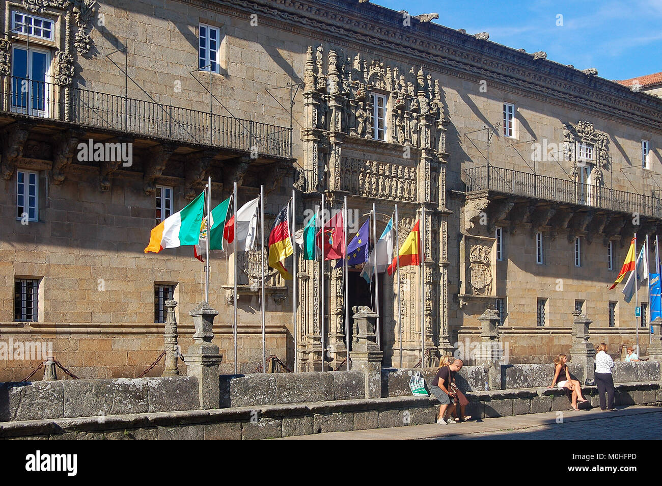 Die ehemaligen königlichen Krankenhaus (Hostal De Los Reyes Catolicos) ist ein 5-Sterne Hotel Parador heute - Santiago de Compostela, Galicien, Spanien Stockfoto