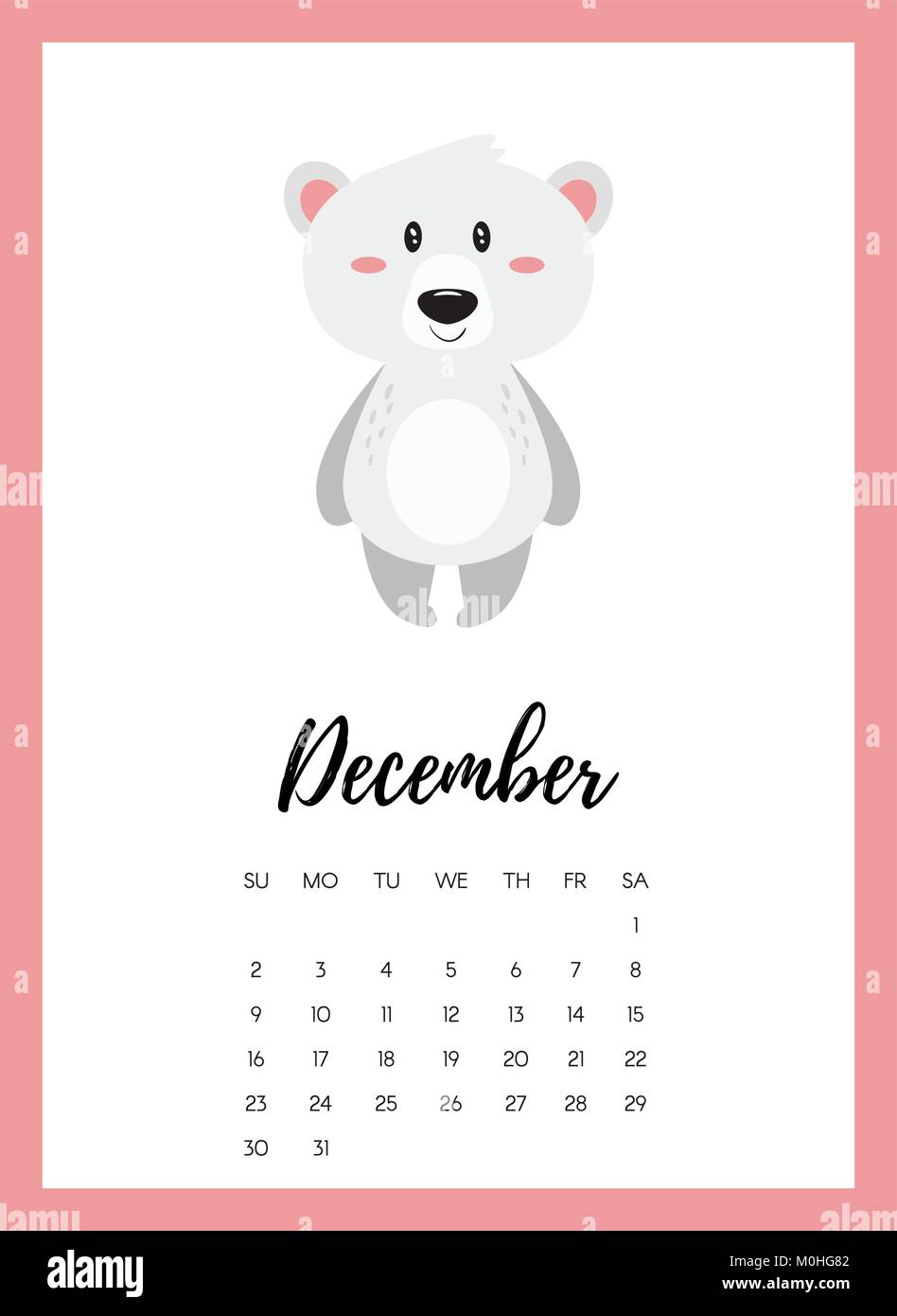 Dezember 2018 Jahr Kalender Seite Stock Vektor