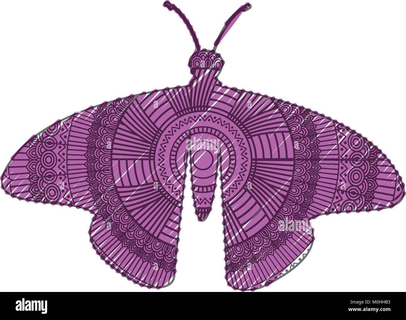 Hand gezeichnet für Erwachsene Malvorlagen mit Schmetterling zentangle Stock Vektor