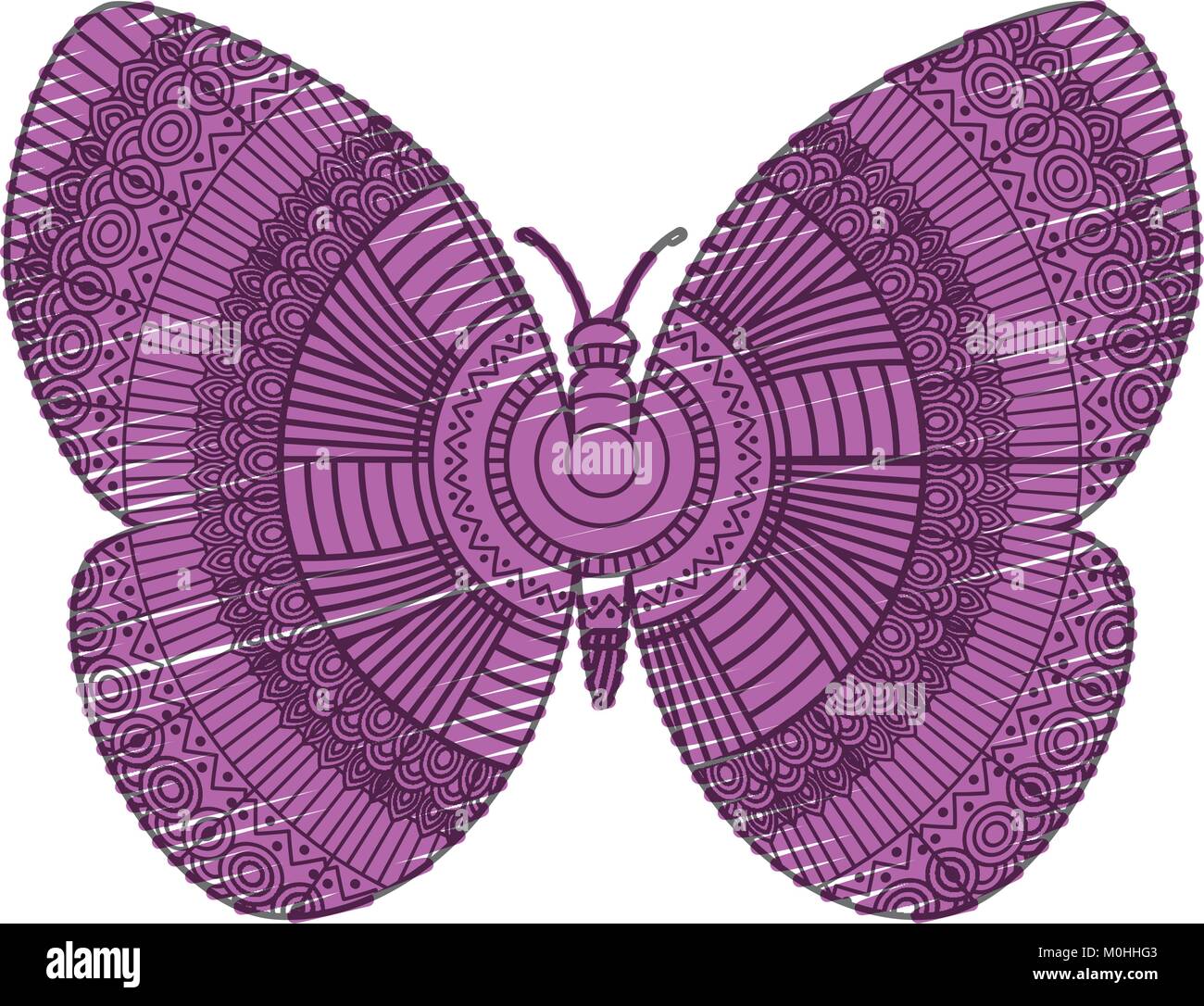 Hand gezeichnet für Erwachsene Malvorlagen mit Schmetterling zentangle Stock Vektor