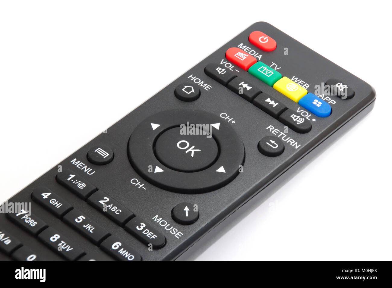 Geschlossen bis OK-Taste auf der Fernbedienung smart-player Stockfoto