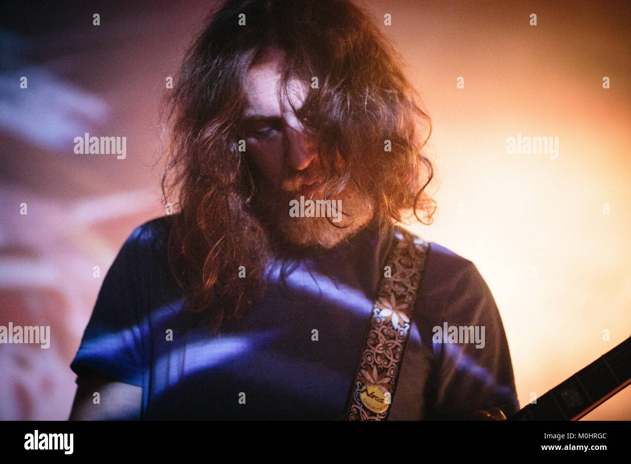 Die kanadische Psychedelic Rock Band Black Mountain führt ein Live Konzert in Huset als Teil von Kopenhagen Psych Fest 2016. Hier Sänger und Gitarrist Stephen McBean ist live auf der Bühne gesehen. Dänemark, 16/07 2016. Stockfoto