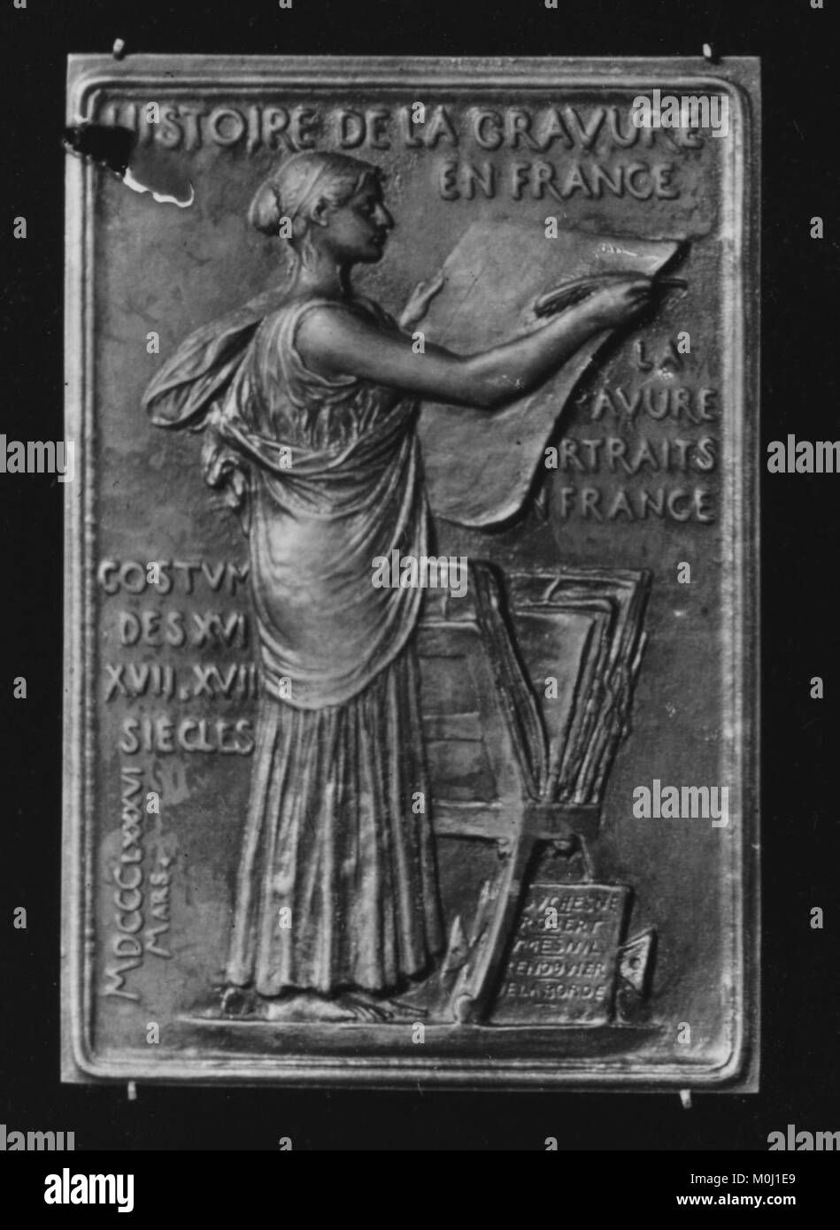 Ein Gedenkdruck, der George Duplessis gewidmet ist, Kurator der Druckgrafik an der Bibliothèque nationale in Paris, würdigt seinen Beitrag zur Kunstkuration und Drucksammlung im 19. Jahrhundert. Stockfoto