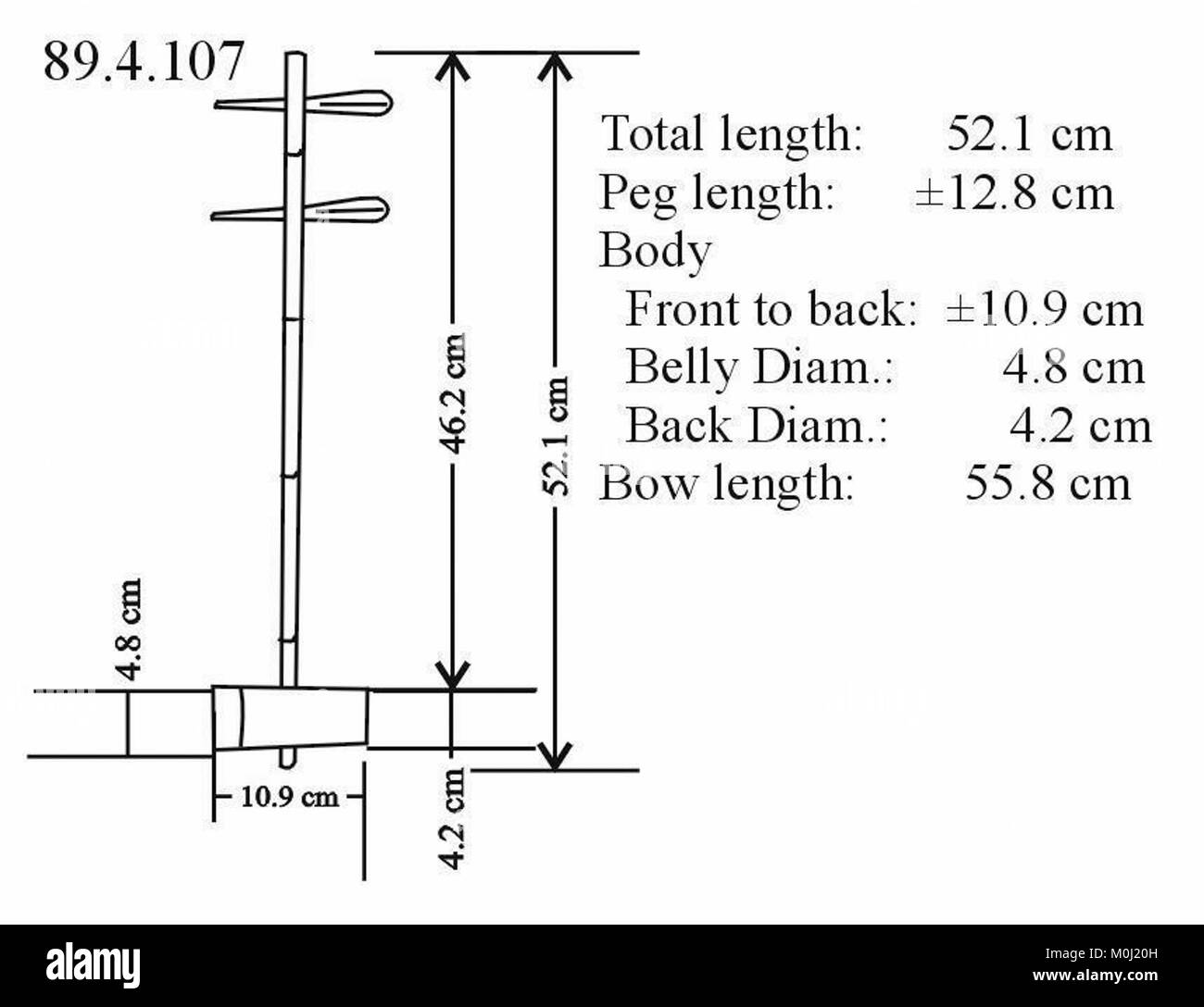 Das Jinghu ist ein traditionelles chinesisches Streichinstrument aus der Familie Hu, das in der chinesischen Oper und Volksmusik verwendet wird. Dieses Beispiel ist Teil der Sammlung des Metropolitan Museum of Art. Stockfoto