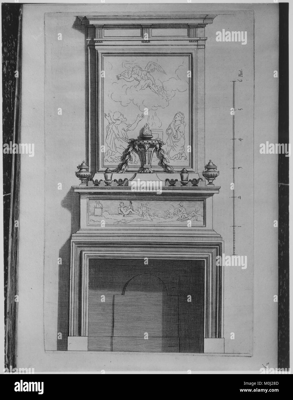 Diese Publikation mit dem Titel „L’Architecture à La Mode“ präsentiert architektonische und Gartendekorationsentwürfe aus Frankreich des 18. Jahrhunderts und spiegelt die Trends der Dekorationskunst und des Designs wider. Stockfoto