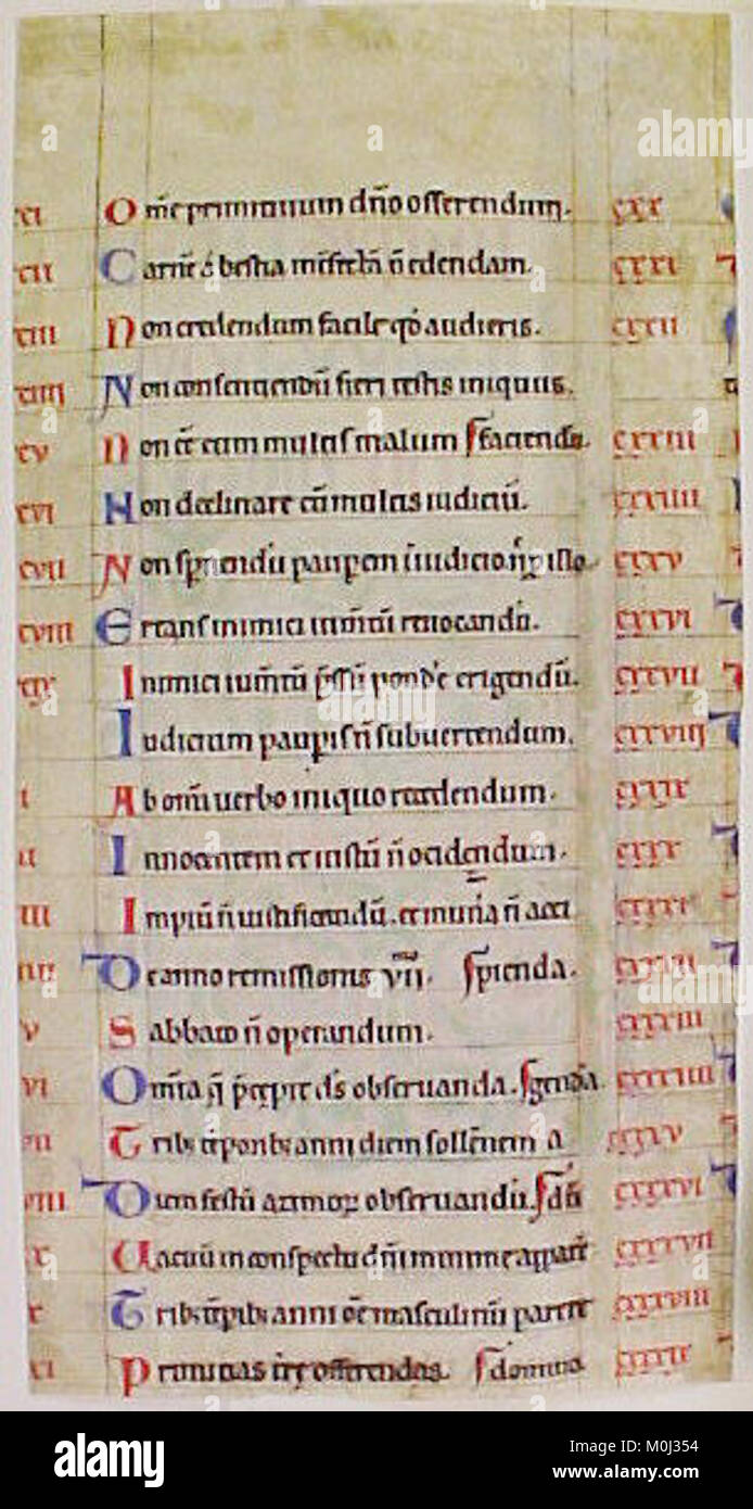 Manuskriptillumination mit ersten H, von einer Bibel MET tr 43511999 Rev. Stockfoto