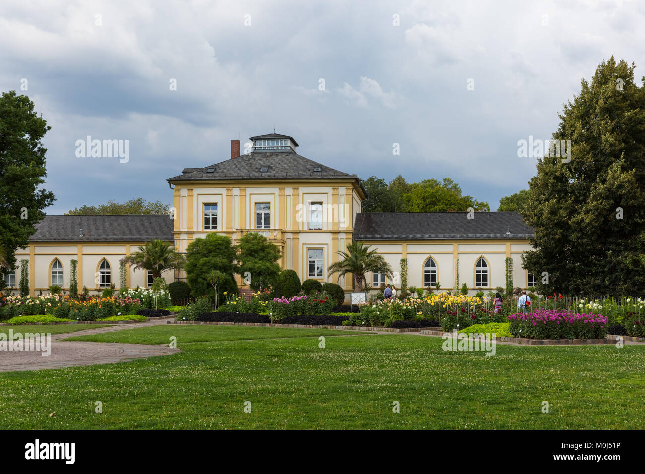 Haus Leonhardsbrunn außen Blick von der Palmengarten, der Botanische Garten in Frankfurt am Main, Deutschland Stockfoto