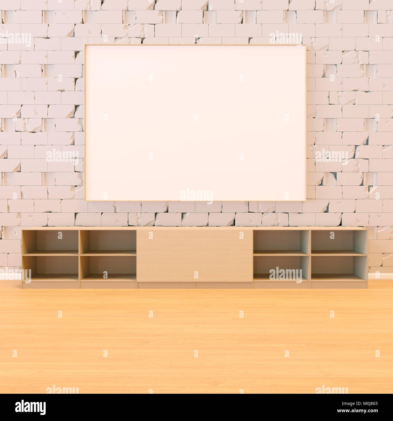 Mock up leeren Raum Brick Wall 3D-Rendering Stockfoto