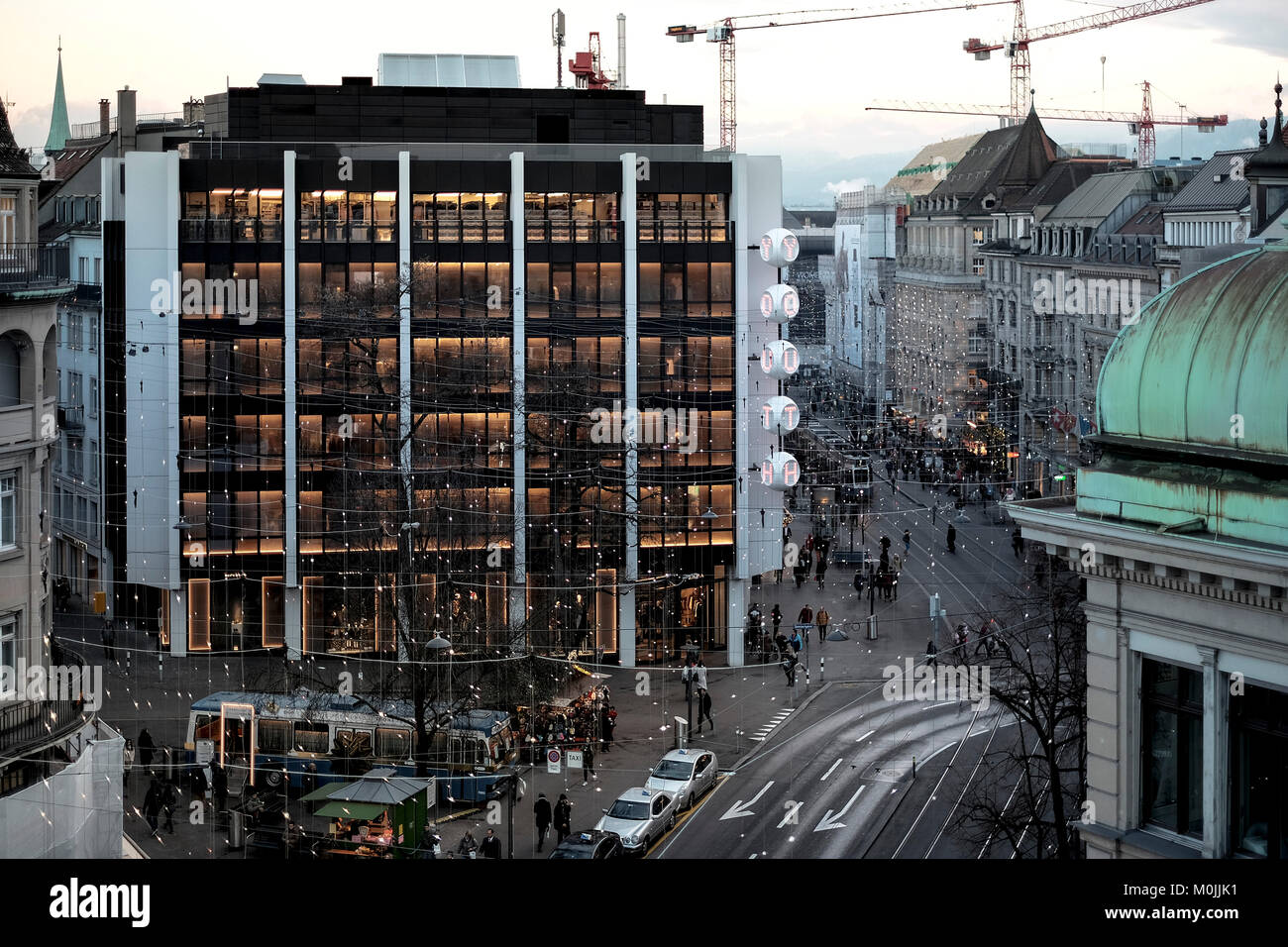 Städtische Szenen von Zürich Downtown Stockfoto