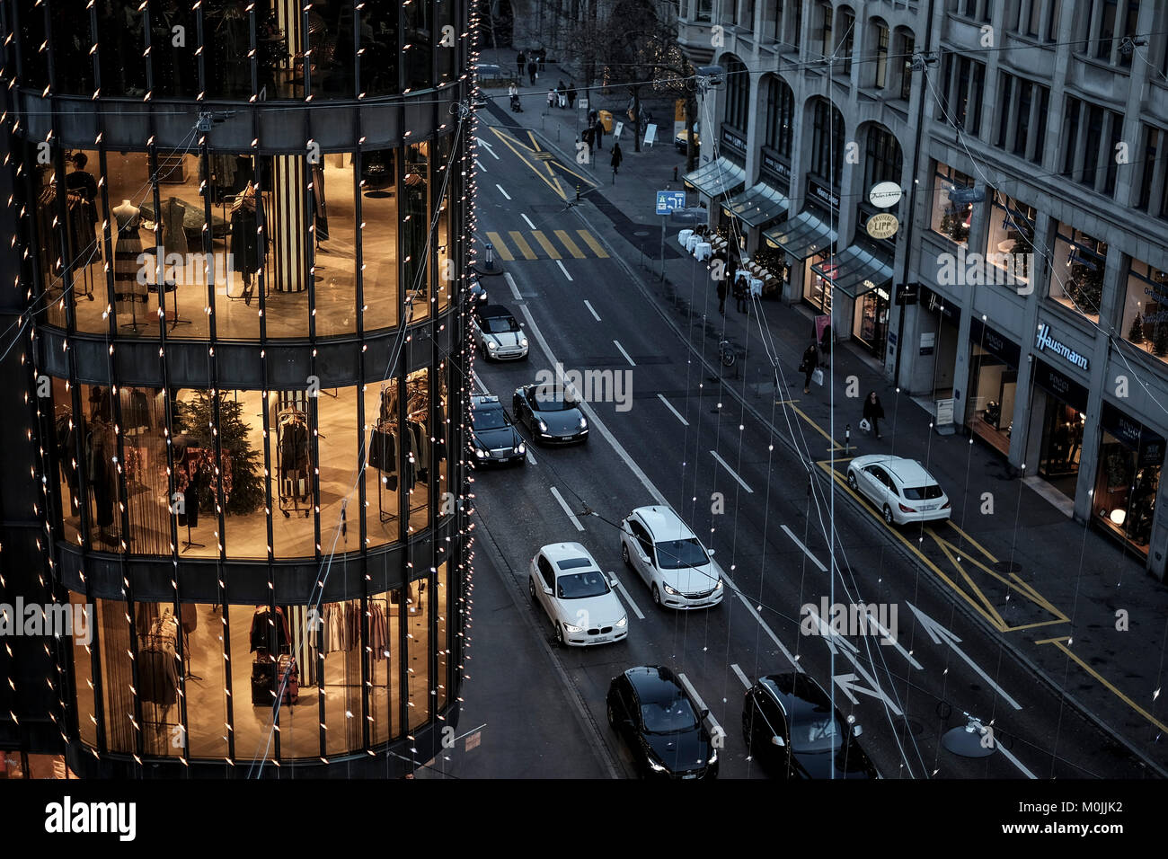 Städtische Szenen von Zürich Downtown Stockfoto