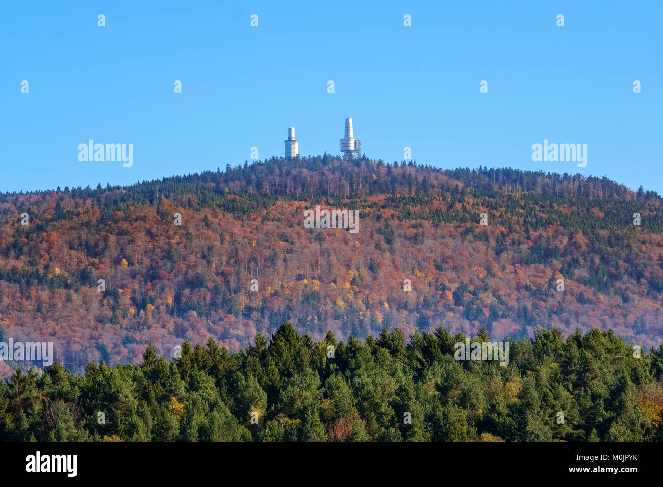 Telecommunication Tower und Aussichtsturm, Hoher Bogen, in der Nähe von Rimbach, Bayerischer Wald, Oberpfalz, Bayern, Deutschland Stockfoto