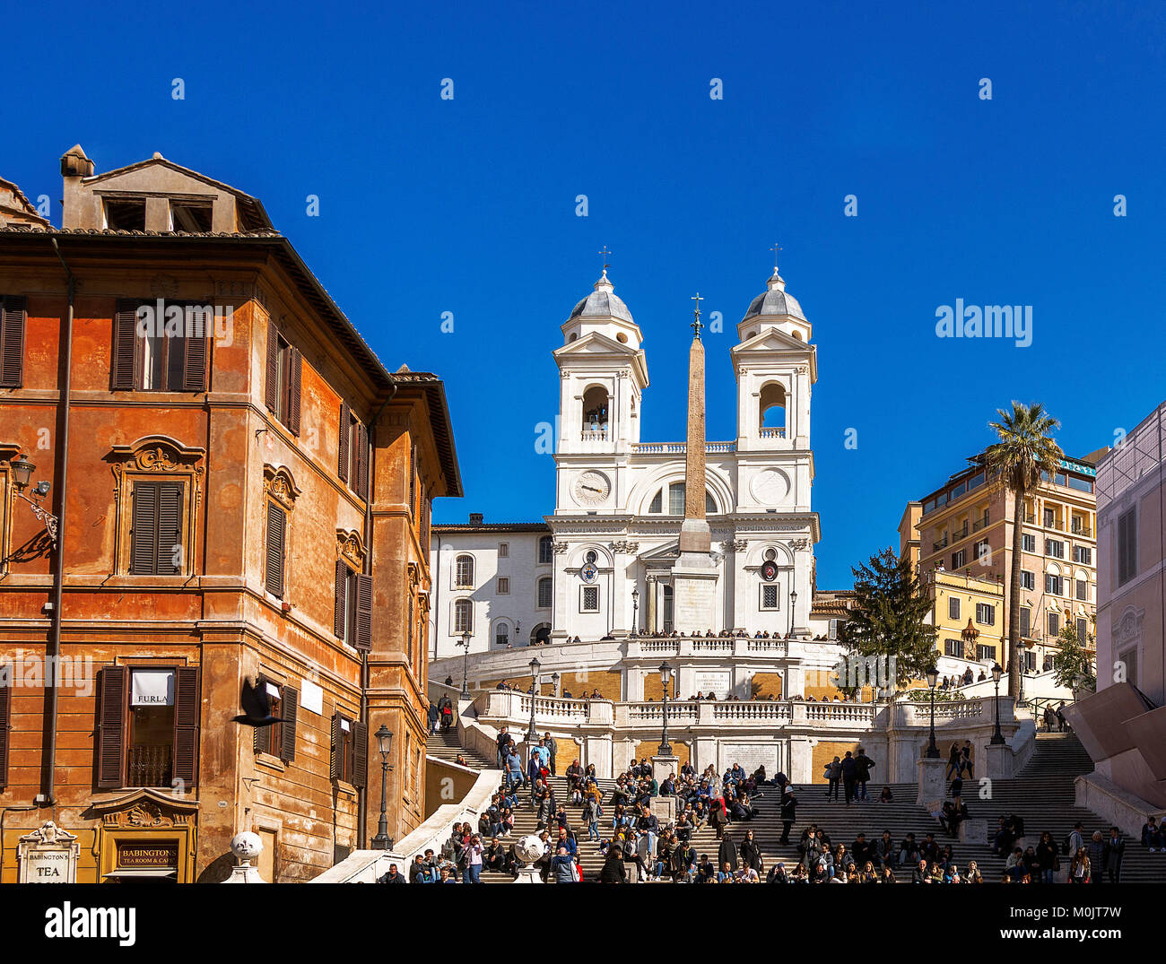Rom, Italien, 18. Februar 2017: Der berühmten Spanischen Treppe in Rom Stockfoto
