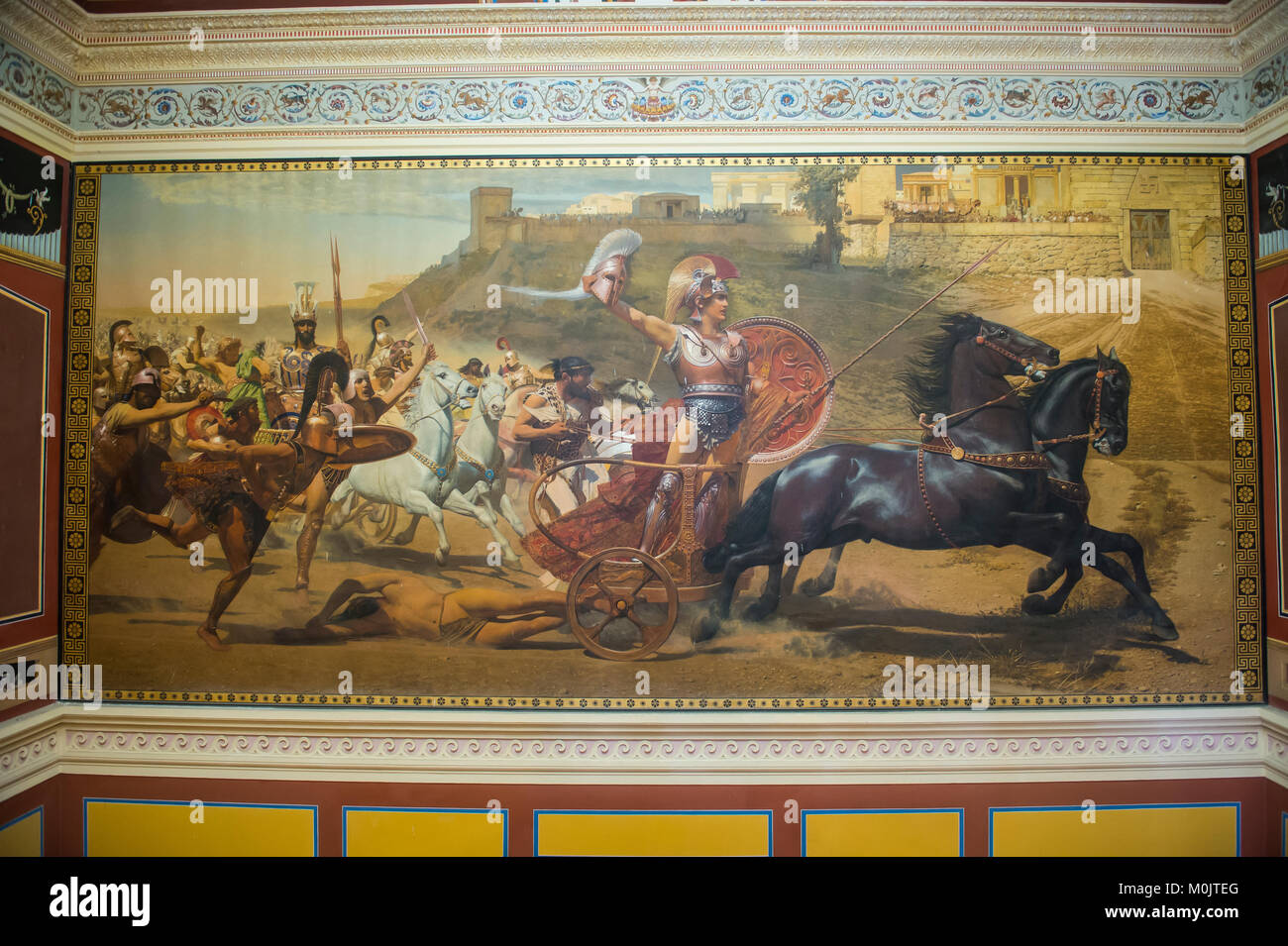 Der Triumph des Achilles Malerei in das Achilleion Palast, die Altstadt von Korfu, Ionische Inseln, Griechenland Stockfoto