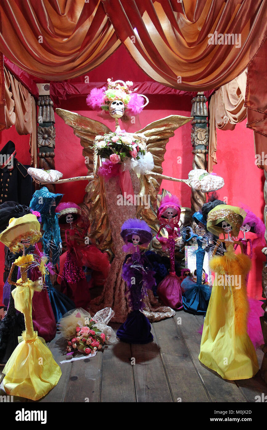 Im Museum von La Catrina in San Miguel de Allende, La Catrina ist auf diese Weise dargestellt. Stockfoto