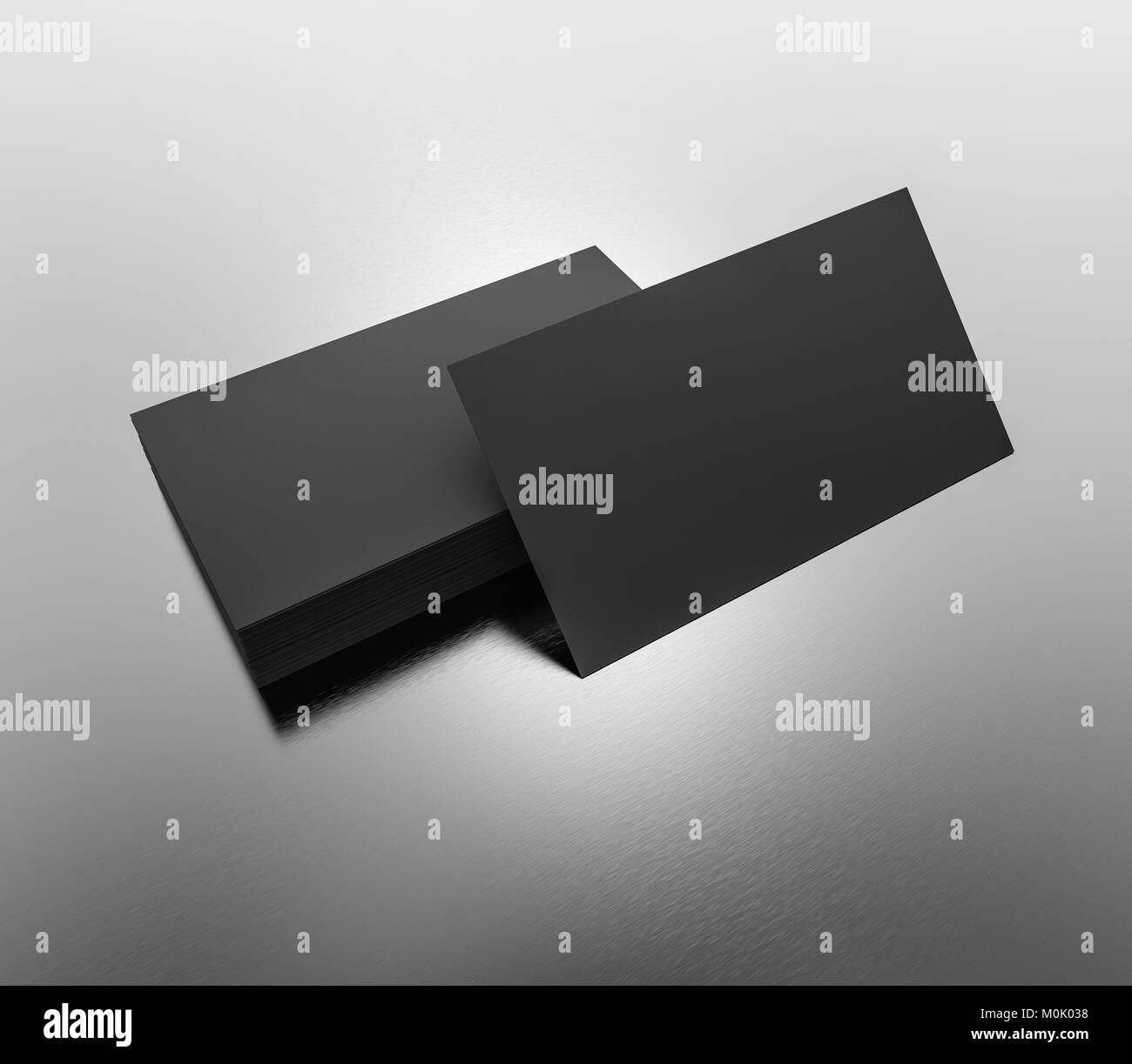 Schwarz Visitenkarten leer Mockup-Vorlage. 3D-Rendering. Stockfoto