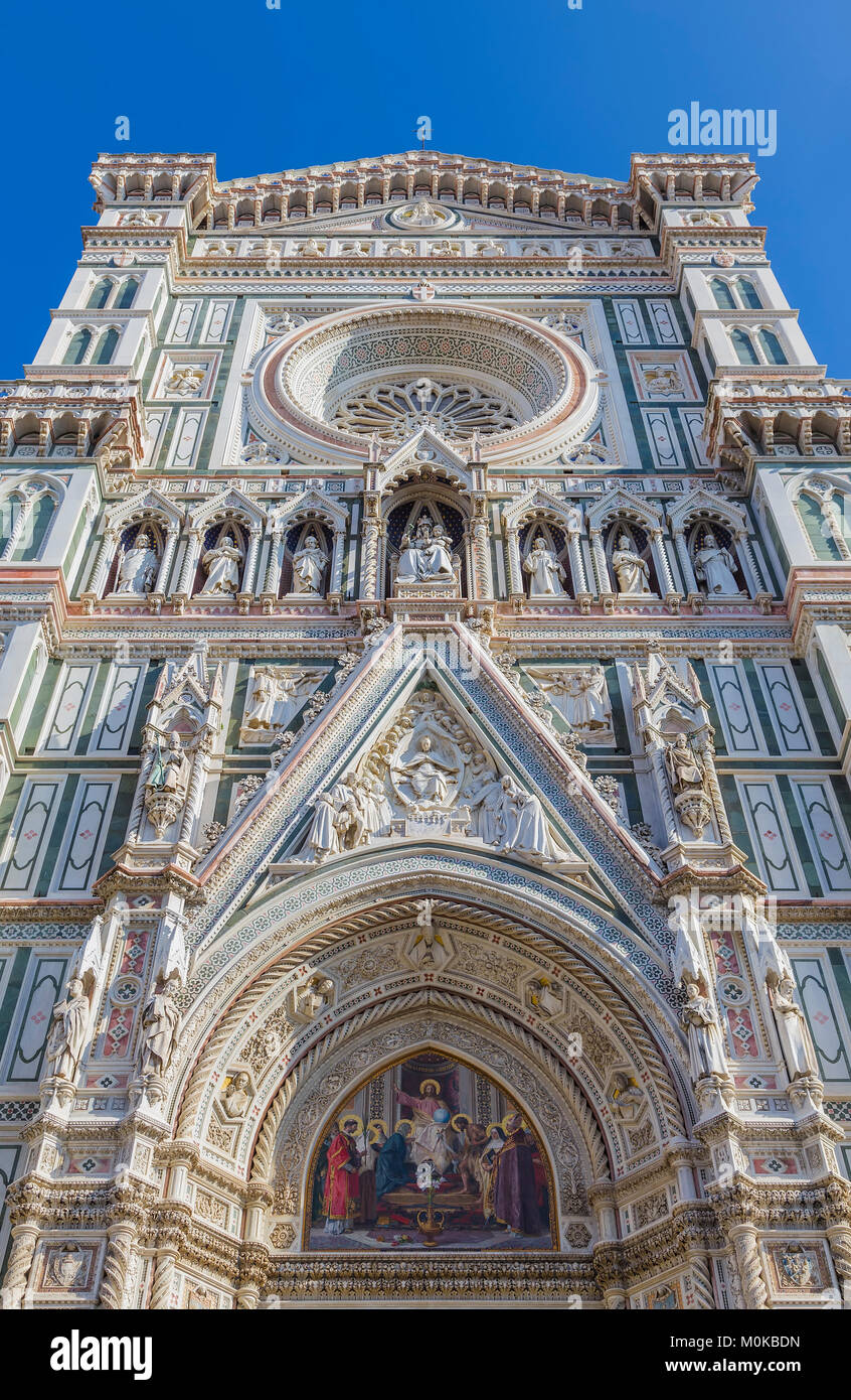 Detail der Fassade der Kathedrale von Santa Maria Del Fiore. Florenz. Italien Stockfoto